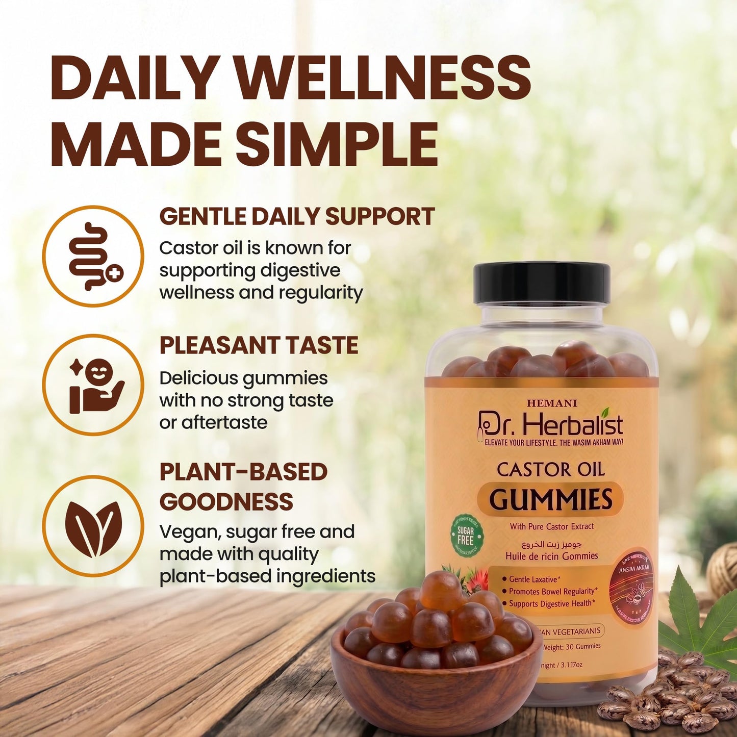 Dr. HERBALIST Castor Oil Gummies, 30 Count
