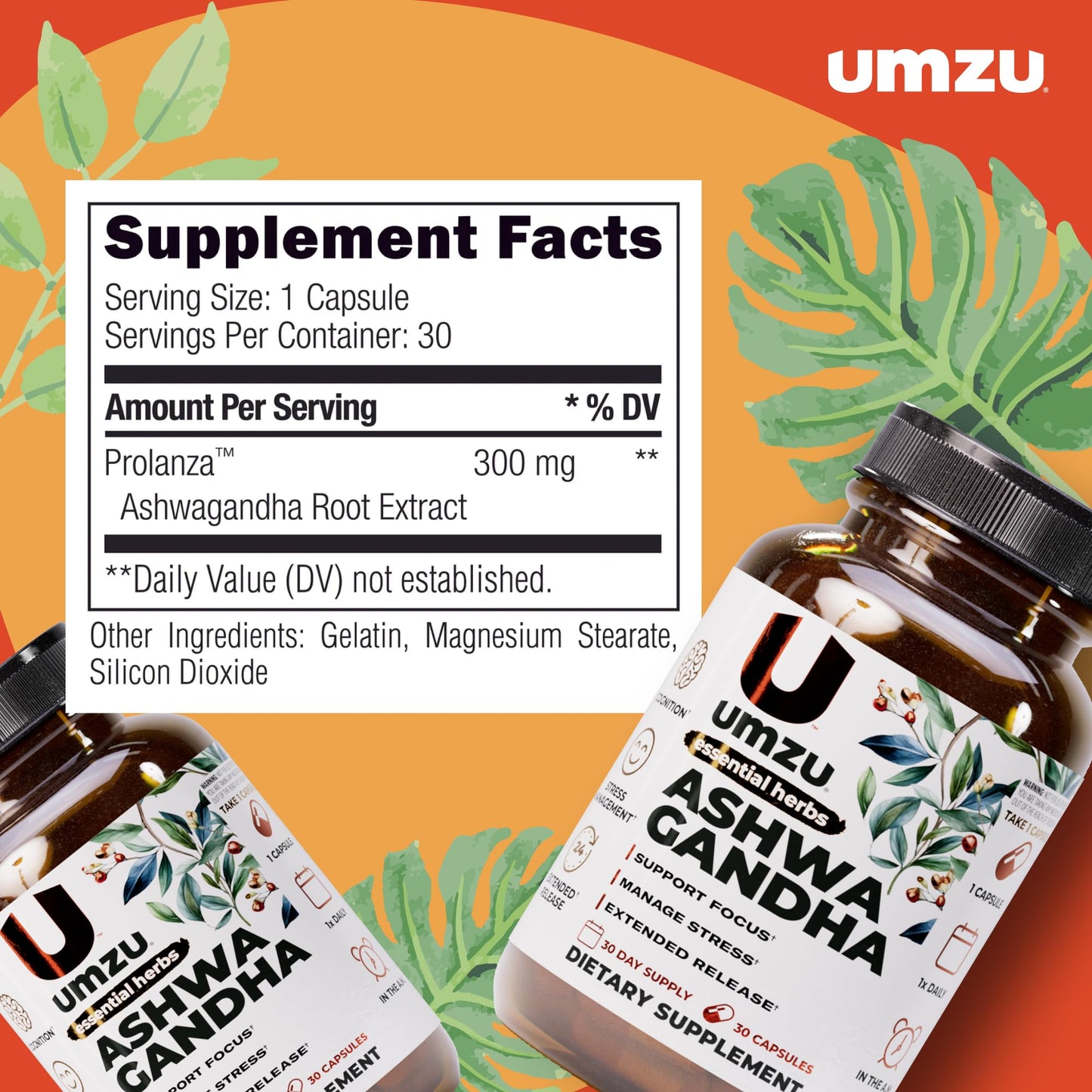 UMZU Ashwagandha Capsules, 30 Count