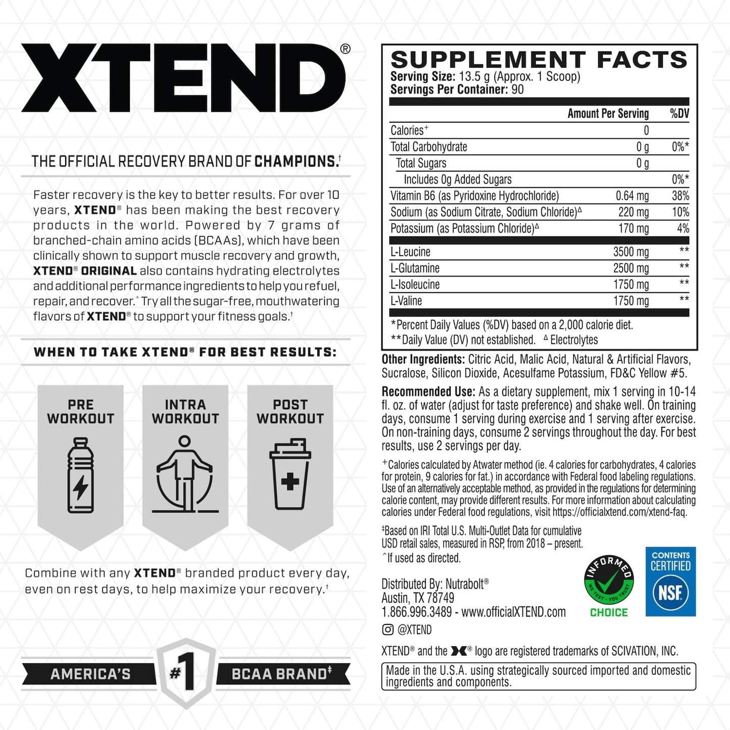 Xtend Original BCAA Powder Tropic Thunder 90 Servings