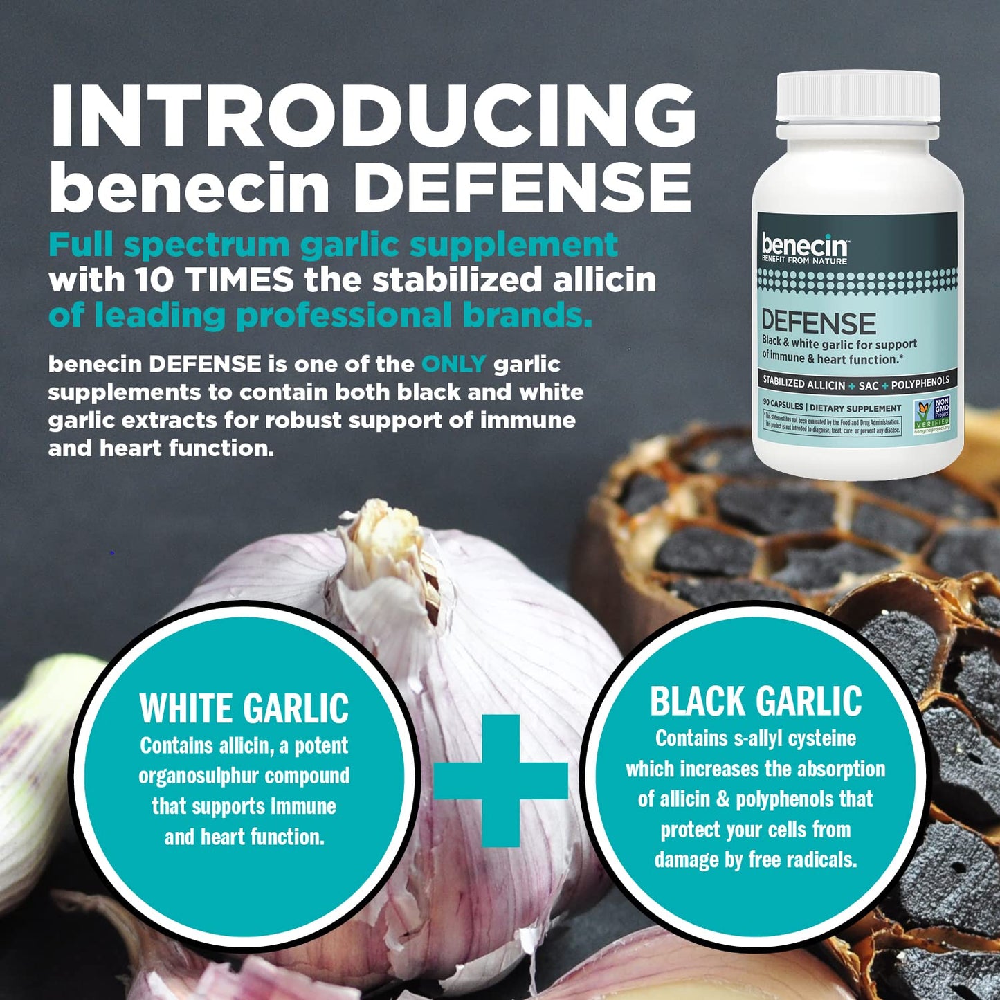 Benecin Defense 1500 mcg Stabilized Allicin Capsules, 90 Count