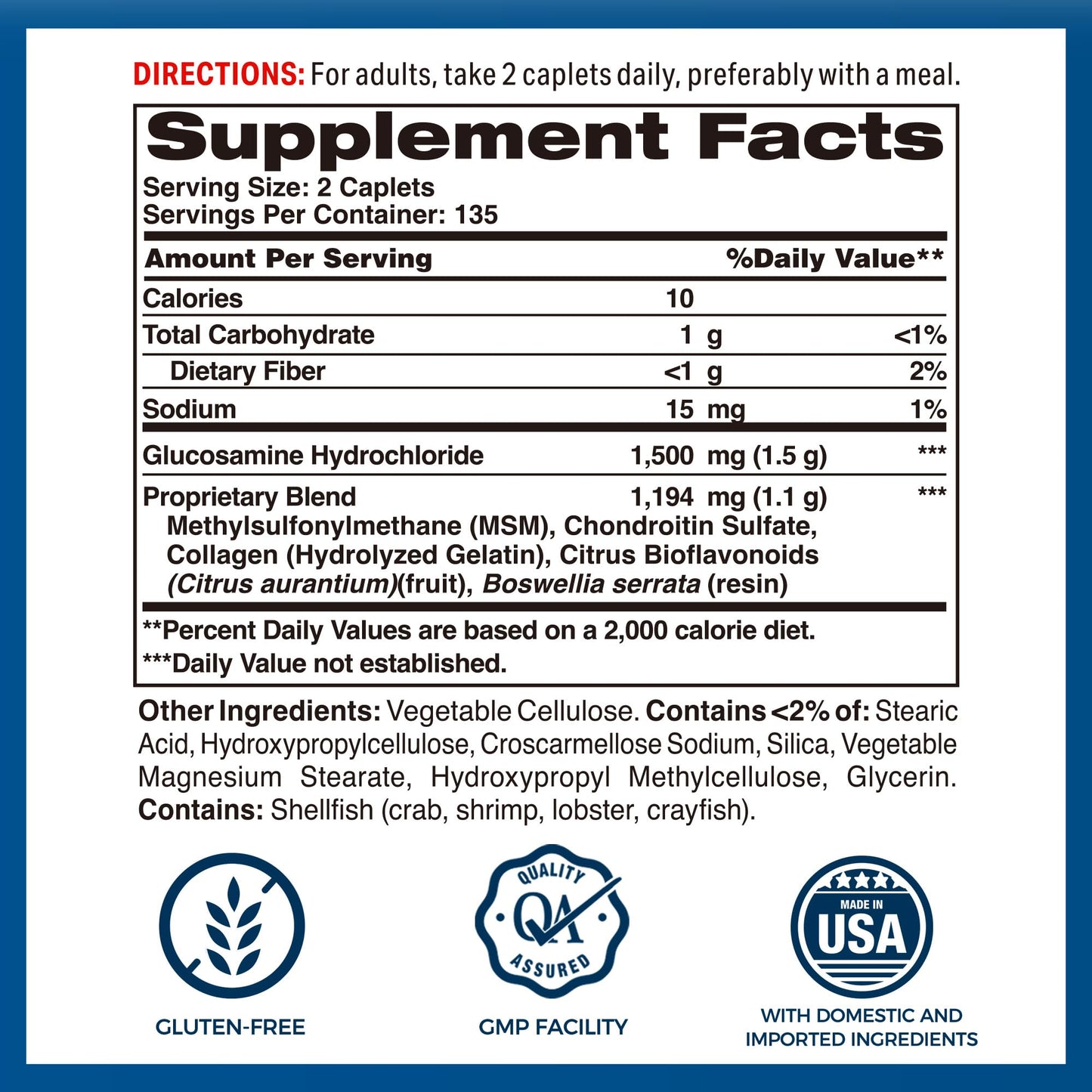 Vitamin World Triple Strength Joint Mover Glucosamine Chondroitin with MSM Joint Support Supplement Collagen & Boswellia Serrata Extract Caplets 270 Count
