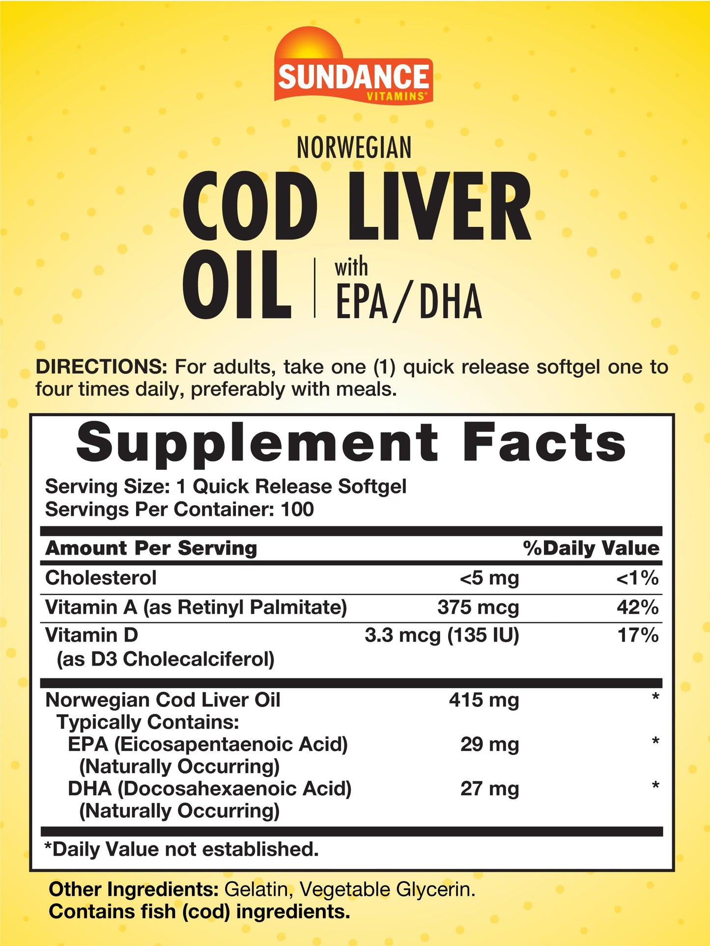 Sundance Norwegian Cod Liver Oil Softgel 100