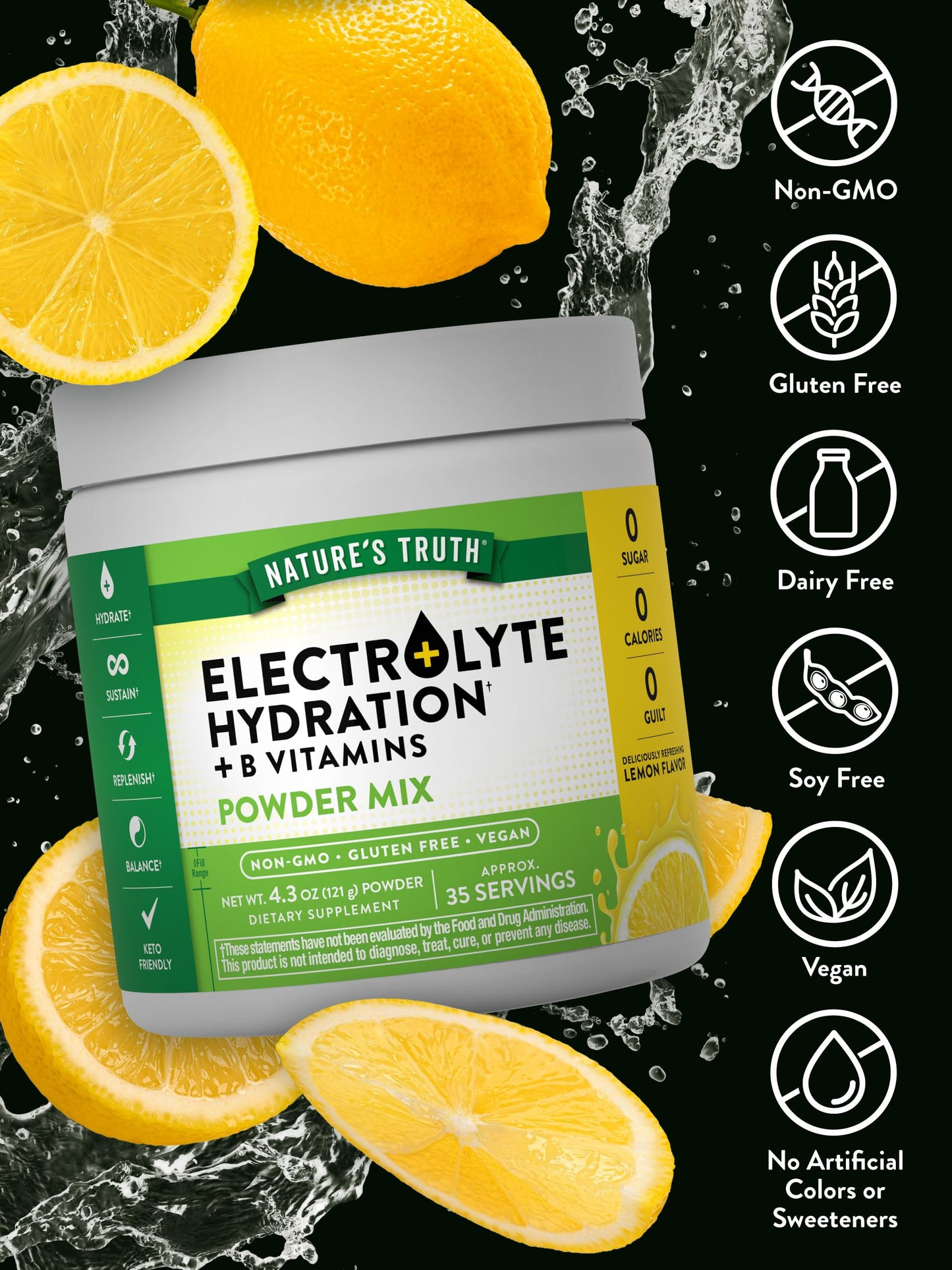 Nature's Truth Electrolytes Powder 4.3 Ounce