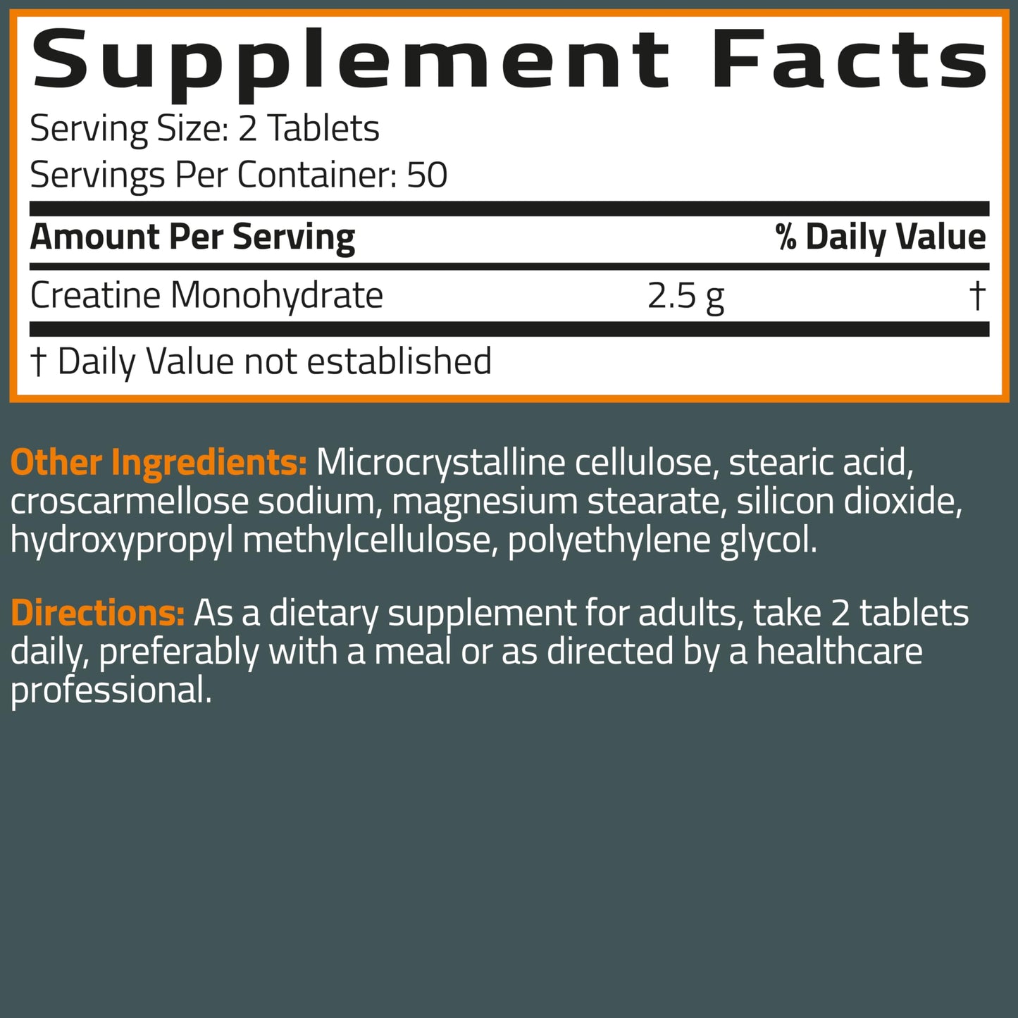 Bronson Creatine Monohydrate High Potency 2.5g per Serving, 100 Tablets