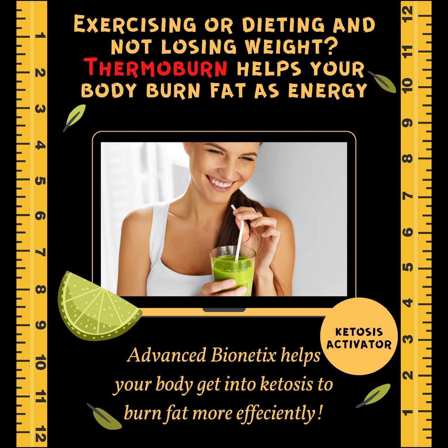 Advanced Bionetix ThermoBurn Ketosis Activator Keto Supplement Capsules, 60 Count