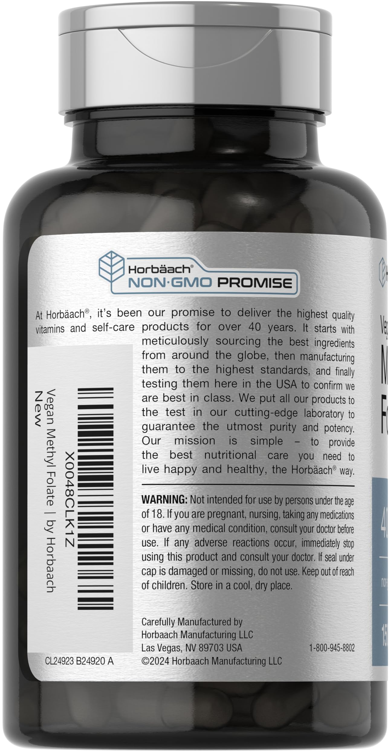 Horbäach Methyl Folate 400 mcg Capsules 150 Count