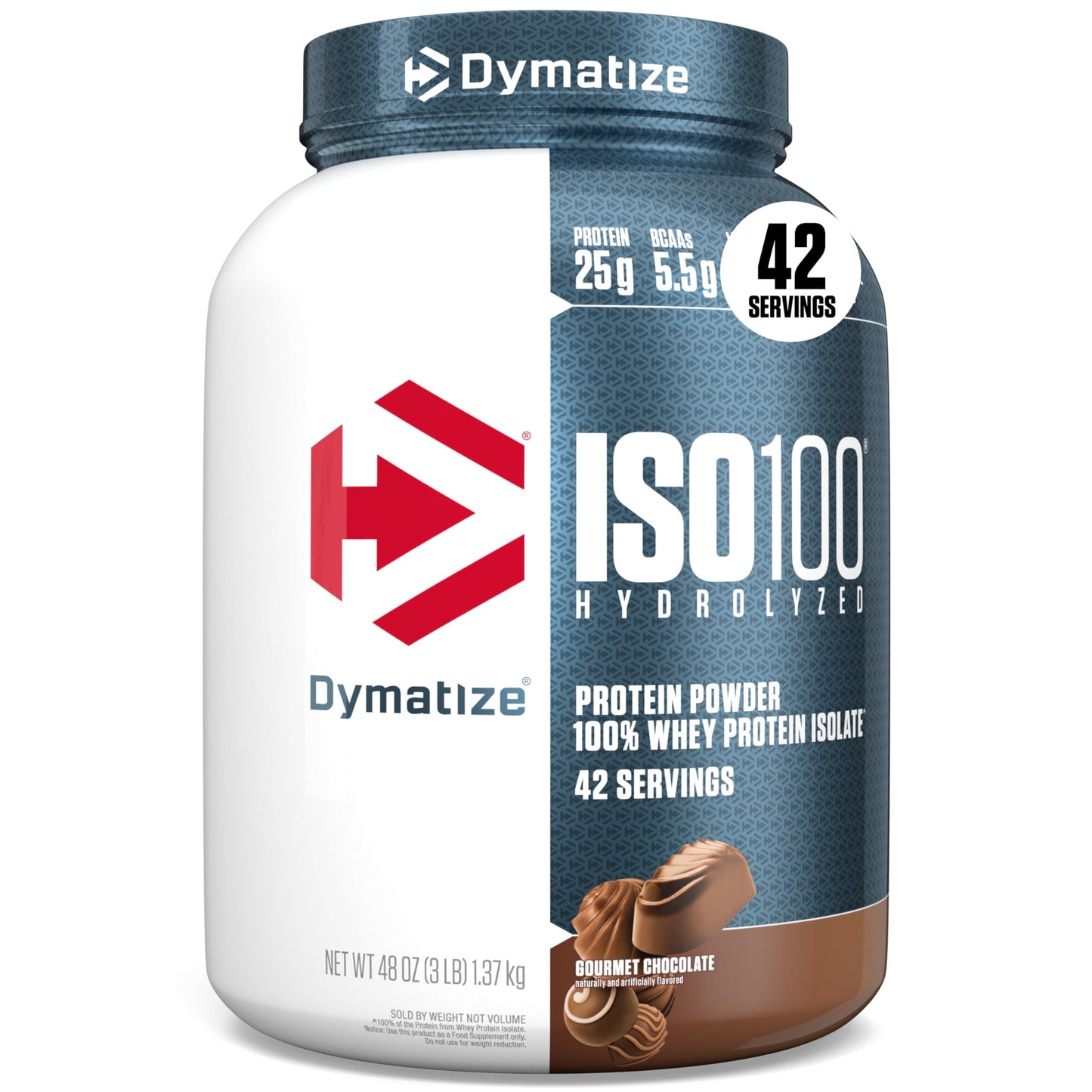 Dymatize ISO100 Whey Isolate Protein Powder, Gourmet Chocolate, 48 Servings
