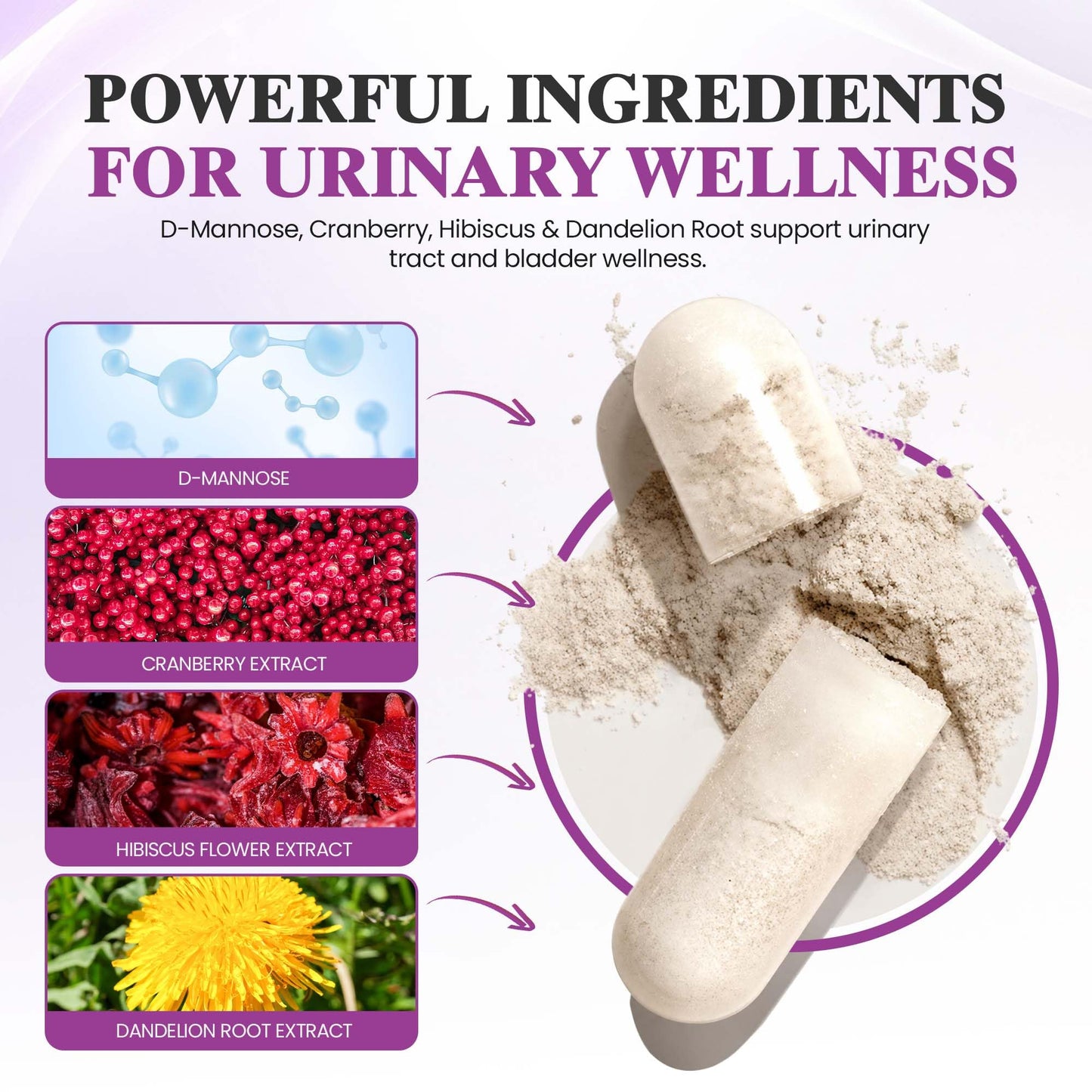 Tru Vital UraCare D-Mannose with Cranberry Capsules, 60 Capsules
