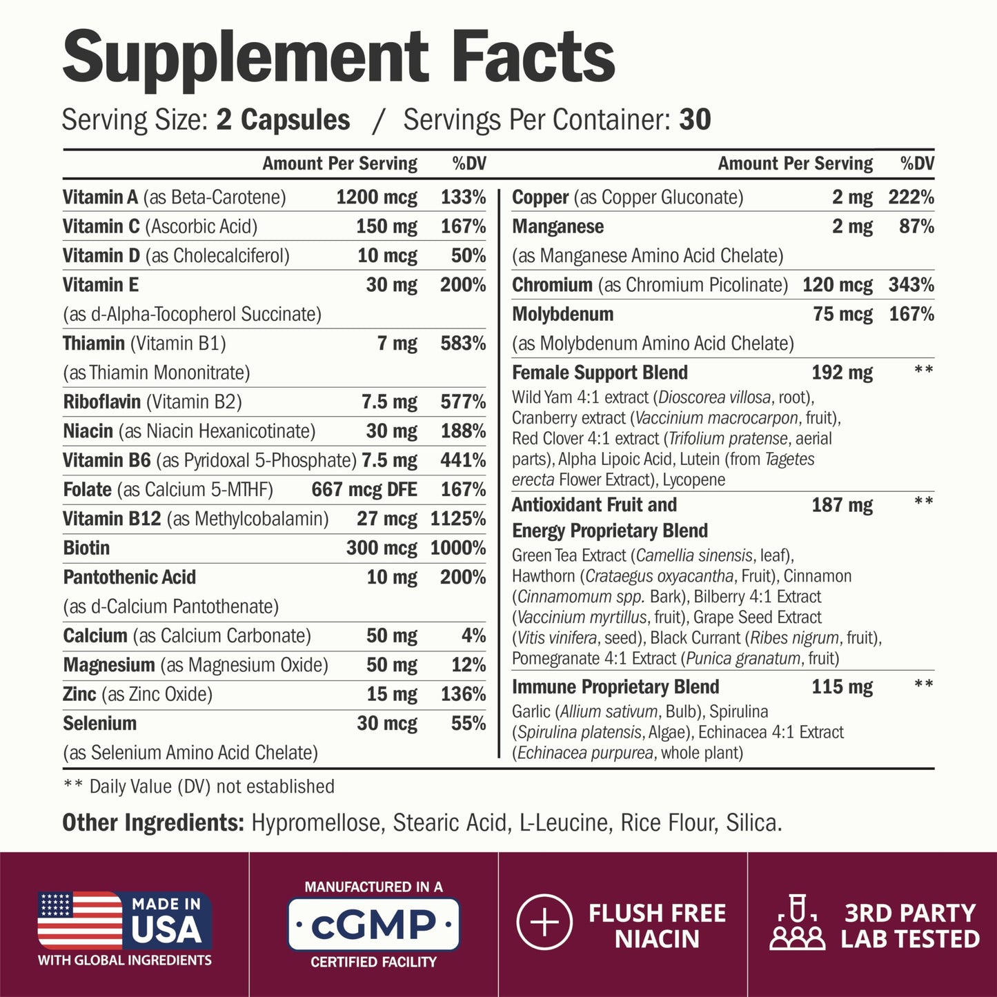 Vimerson Health Multivitamin for Women with Methylated Vitamins and Chelated Minerals, 60 Capsules