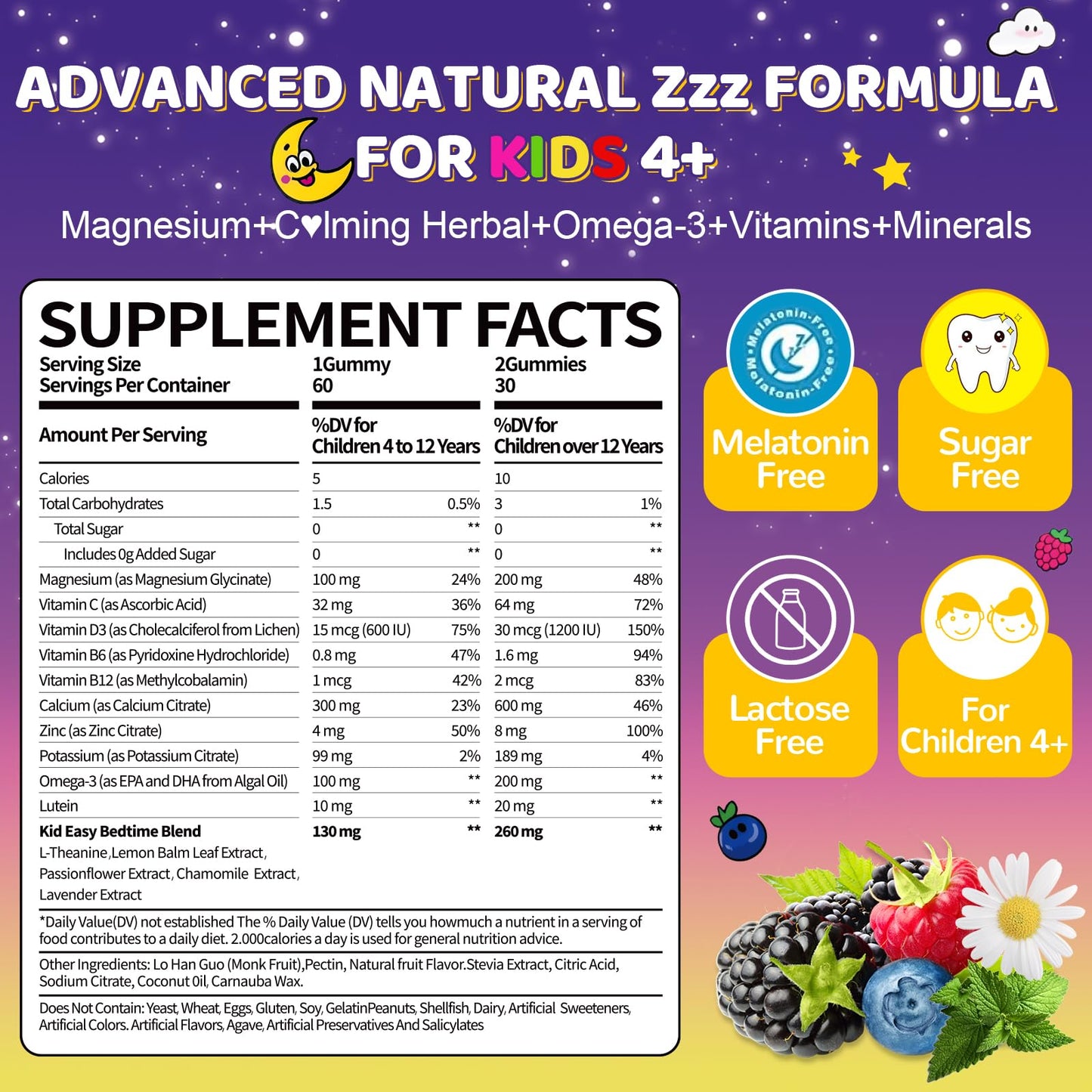Fajeckma Magnesium Glycinate Gummies for Kids 4+ 120 Count
