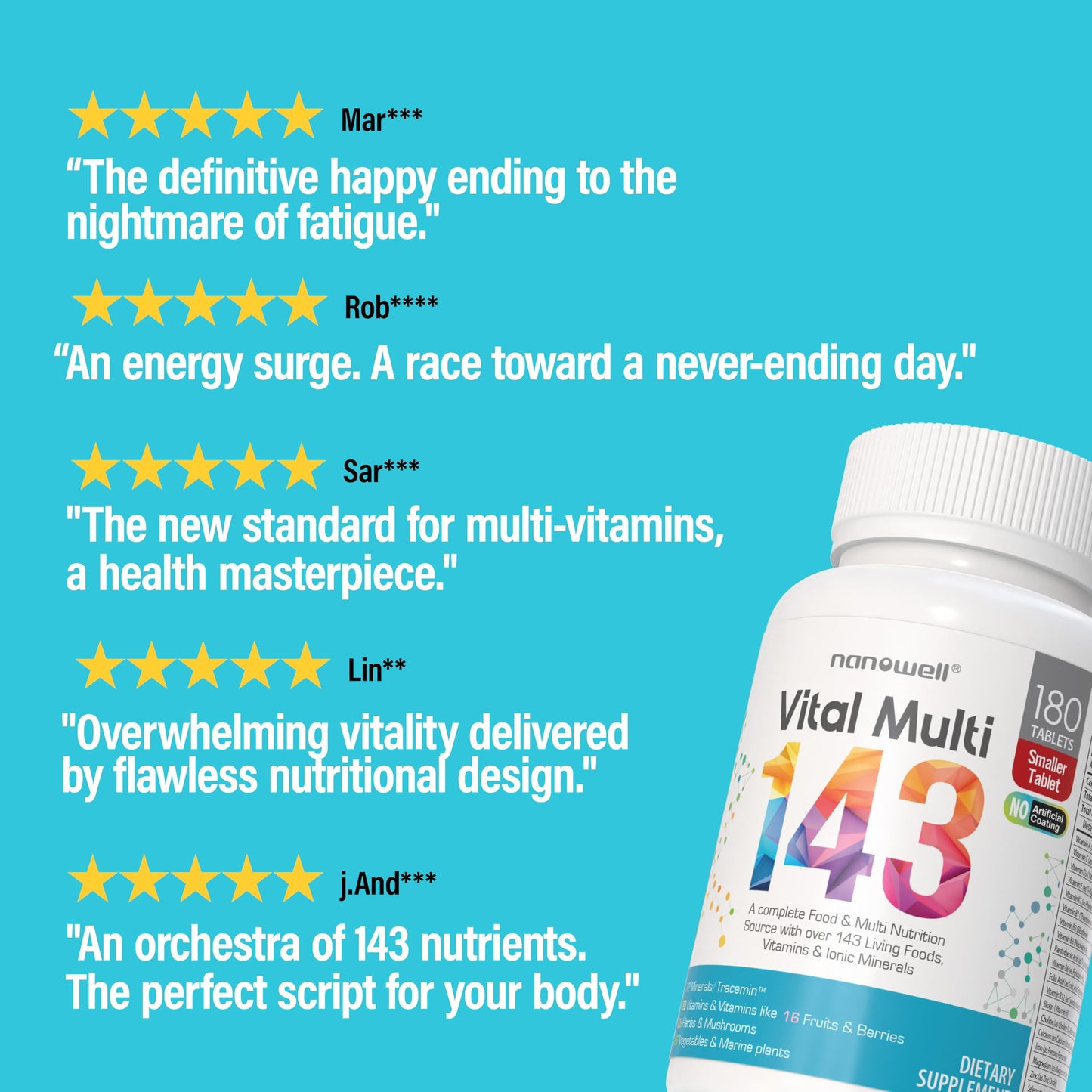 NANOWELL Vital Multi 143 Multivitamin & Multimineral Supplement Tablet, 180 Tablets