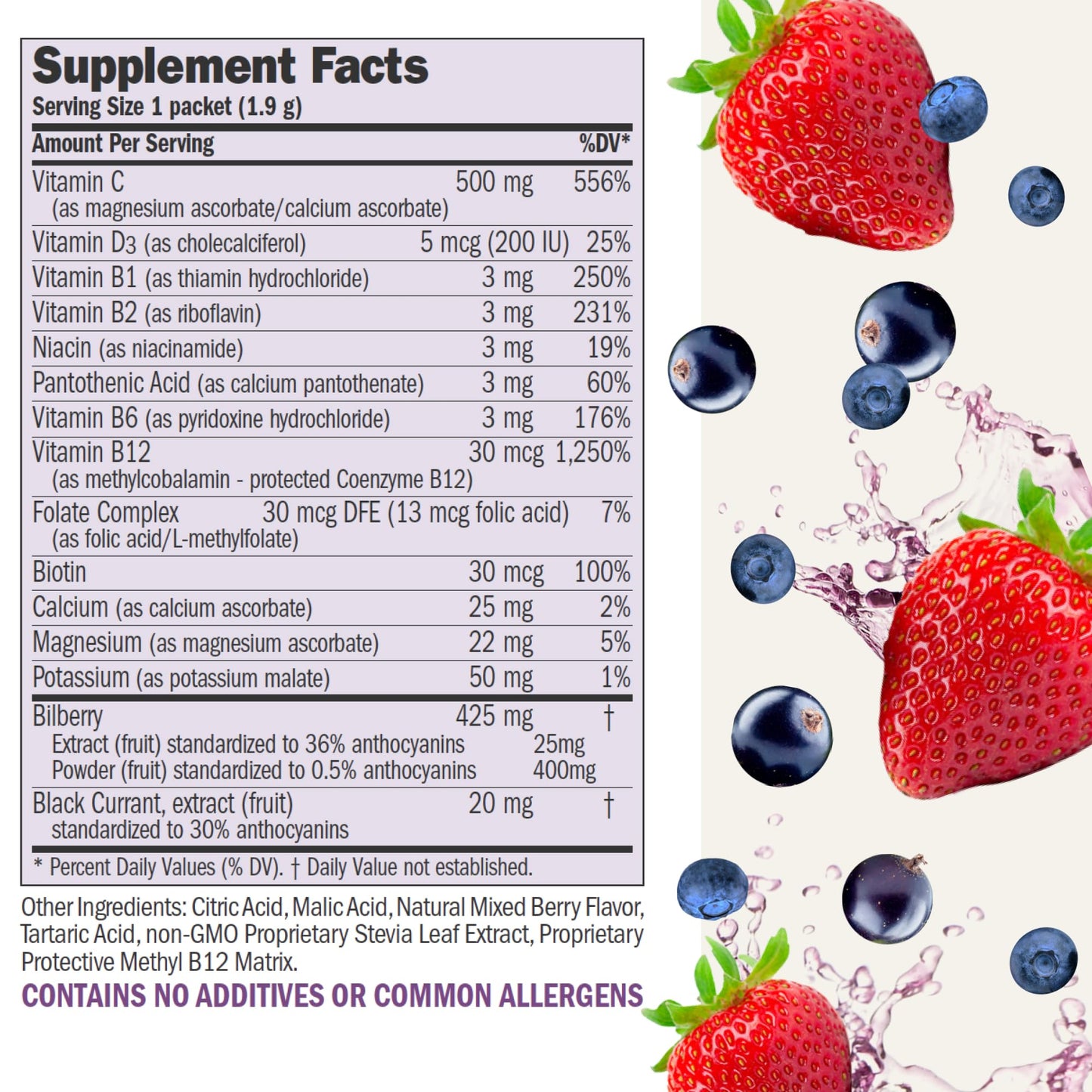 Andrew Lessman Efficient C Powder Mixed Berry, 30 Packets