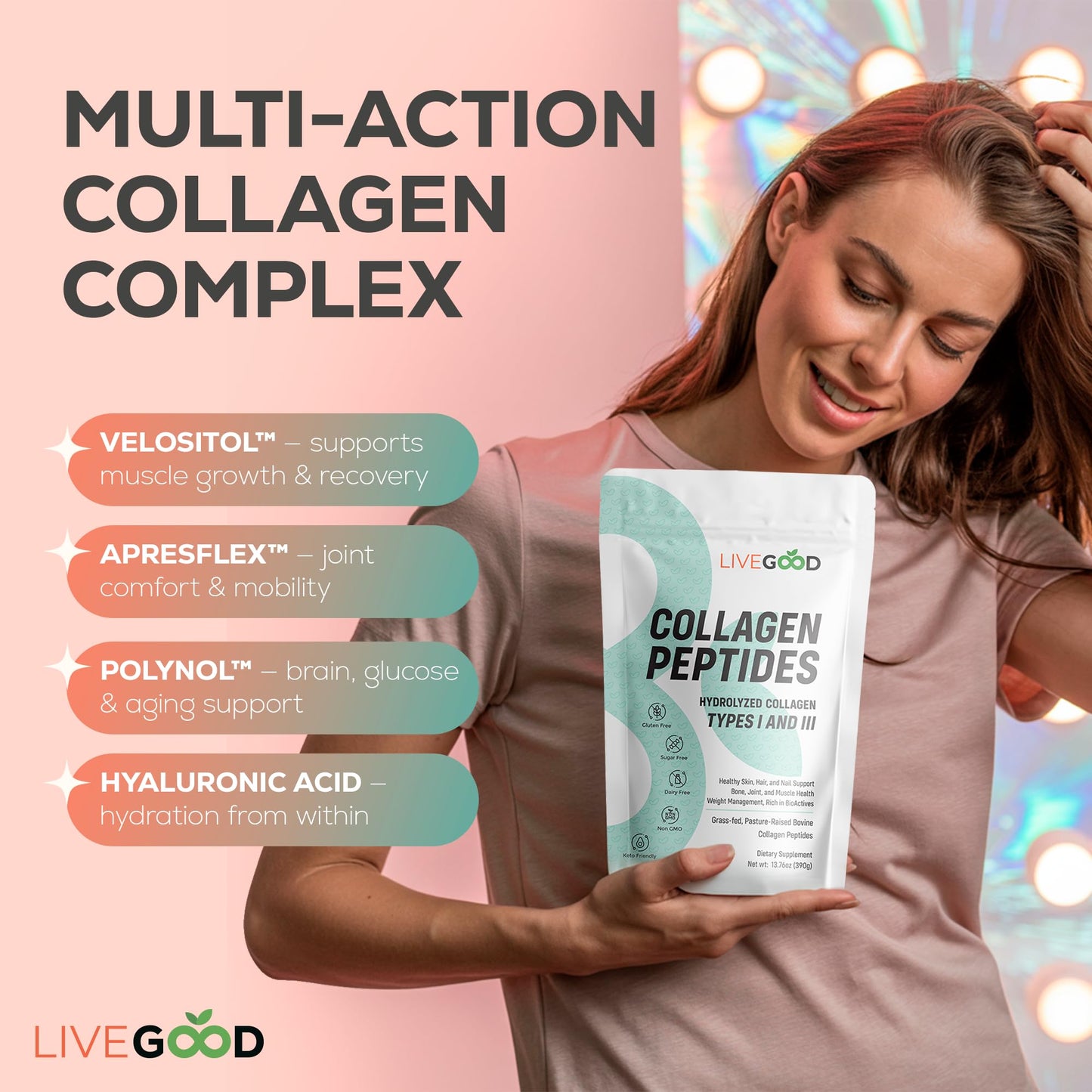 LIVEGOOD Collagen Peptides Powder 13.7 Ounce