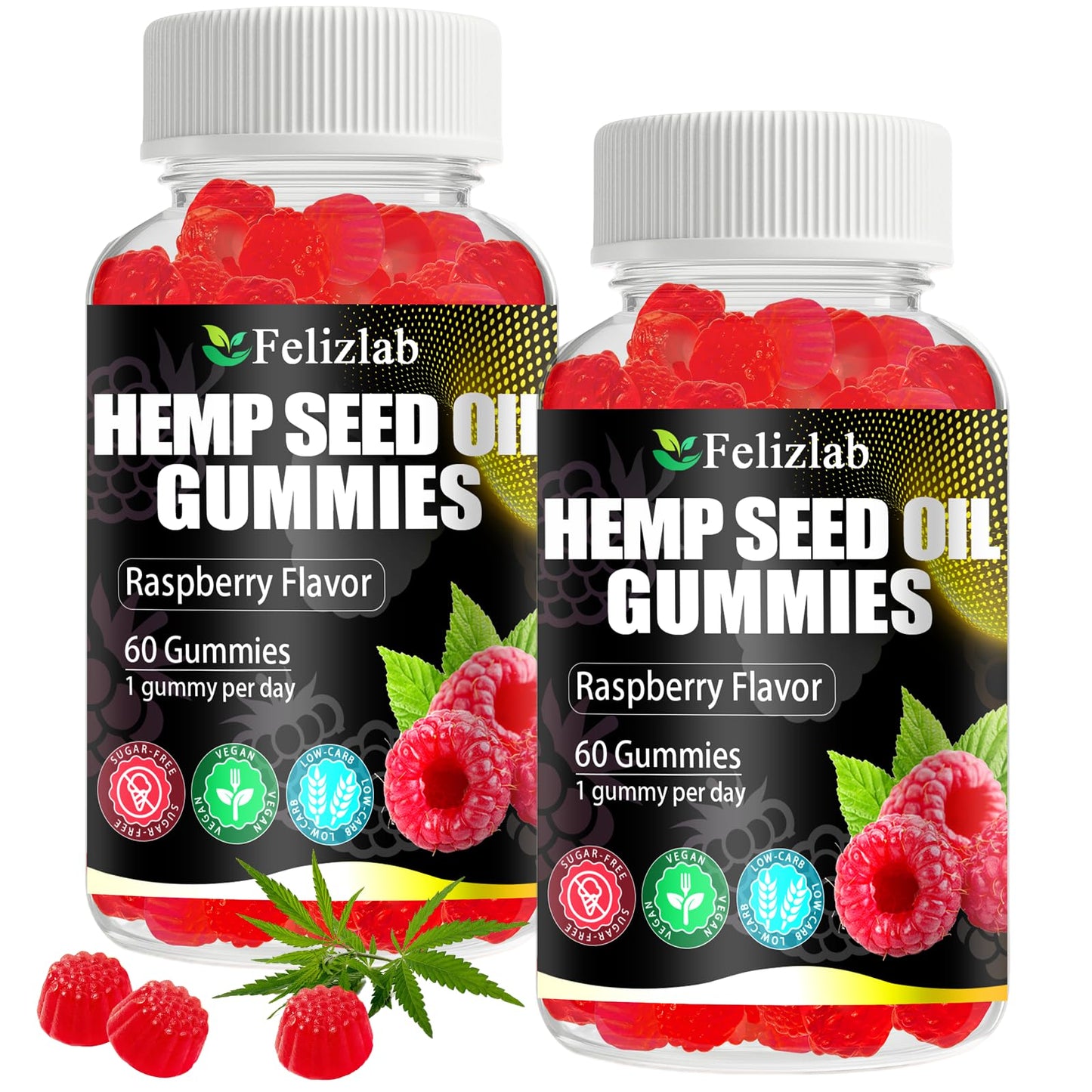 Felizlab Hemp Gummies for Sleep, Pain & Anxiety, Omega-3-6-9 & Vitamin B, 120 Count