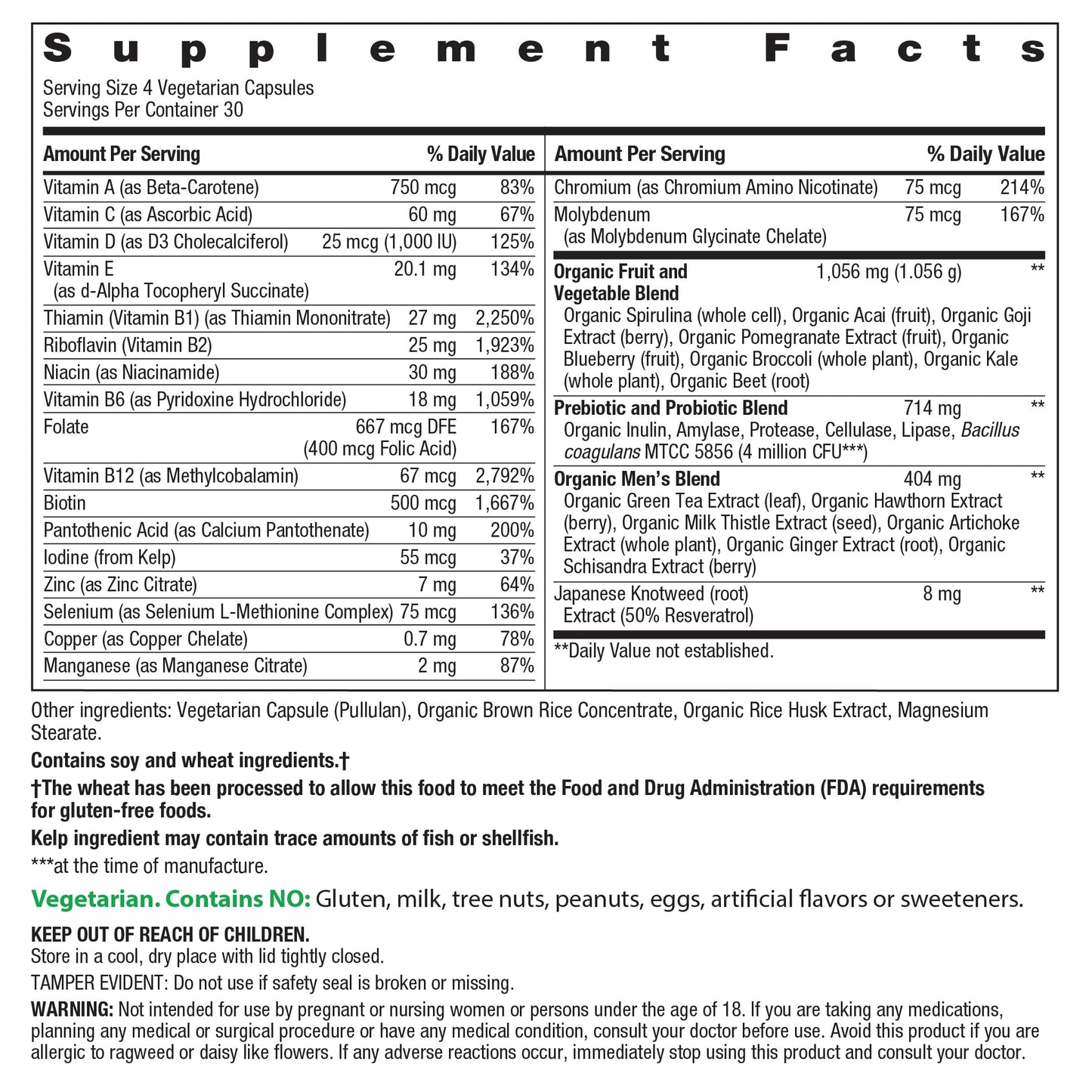 Rainbow Light Multivitamin for Men 120 Capsules