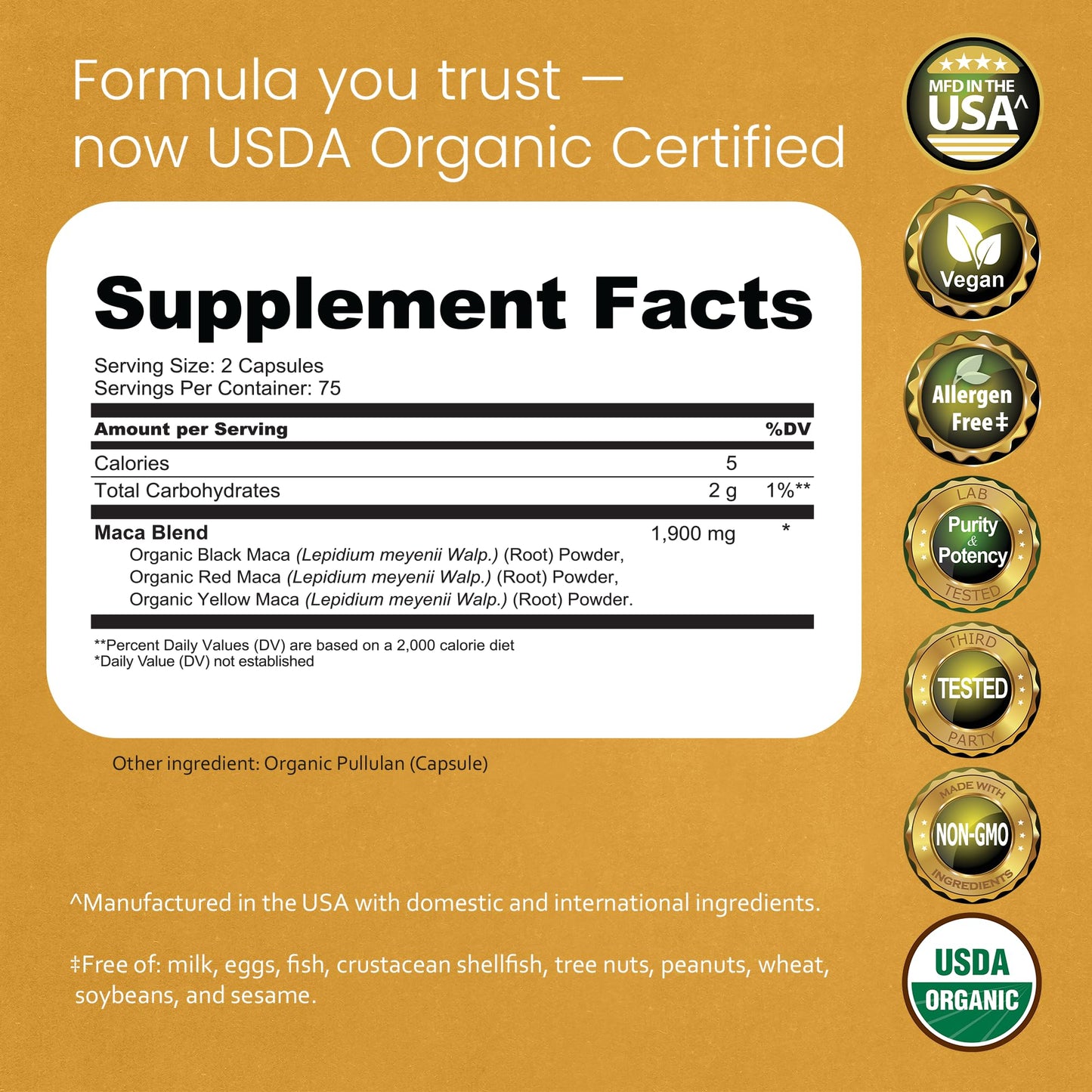 NaturaLife Labs Organic Maca Root – Black, Red & Yellow – 1900 mg per Serving – Gelatinized Peruvian Maca – Non-GMO, Gluten-Free, Vegan, 150 Capsules