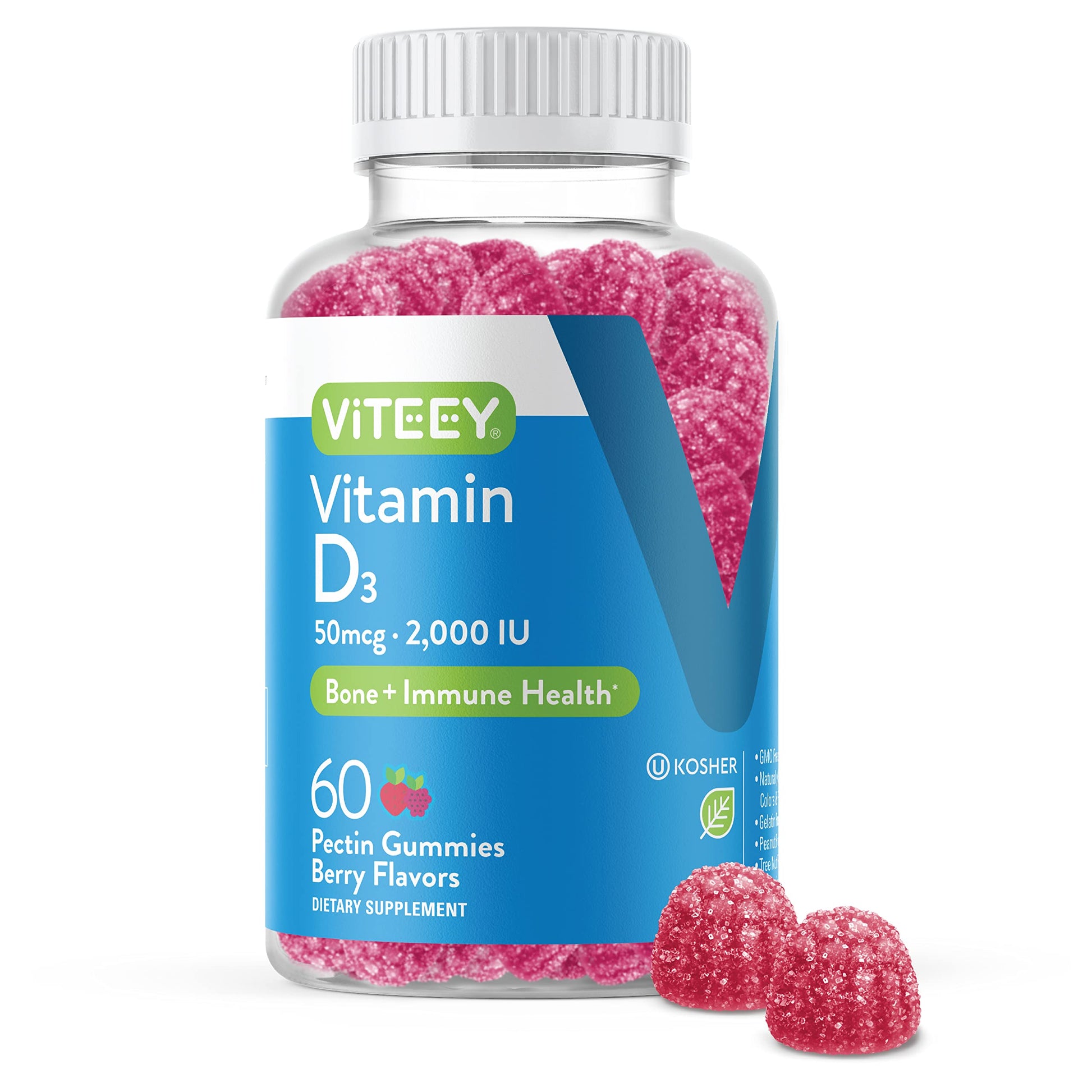 Viteey Vitamin D3 2000iu (50mcg) Pectin Gummies 60 Count