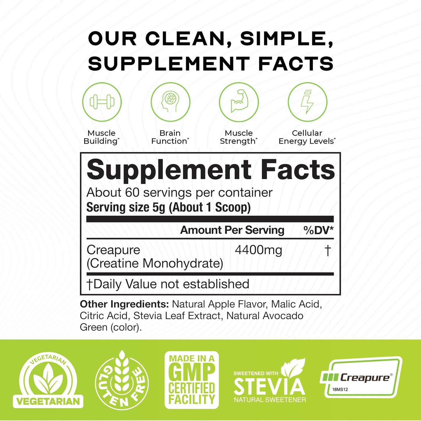 Muscle Feast Creapure Creatine Monohydrate Powder, 300 Gram