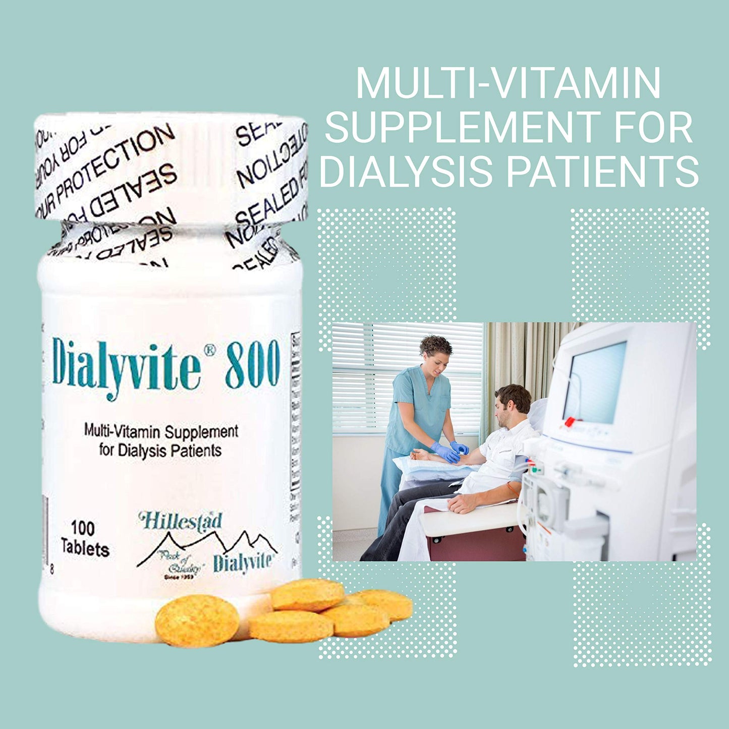 Dialyvite 800 Multi-Vitamin Supplement for Dialysis Patients, 100 Tablets