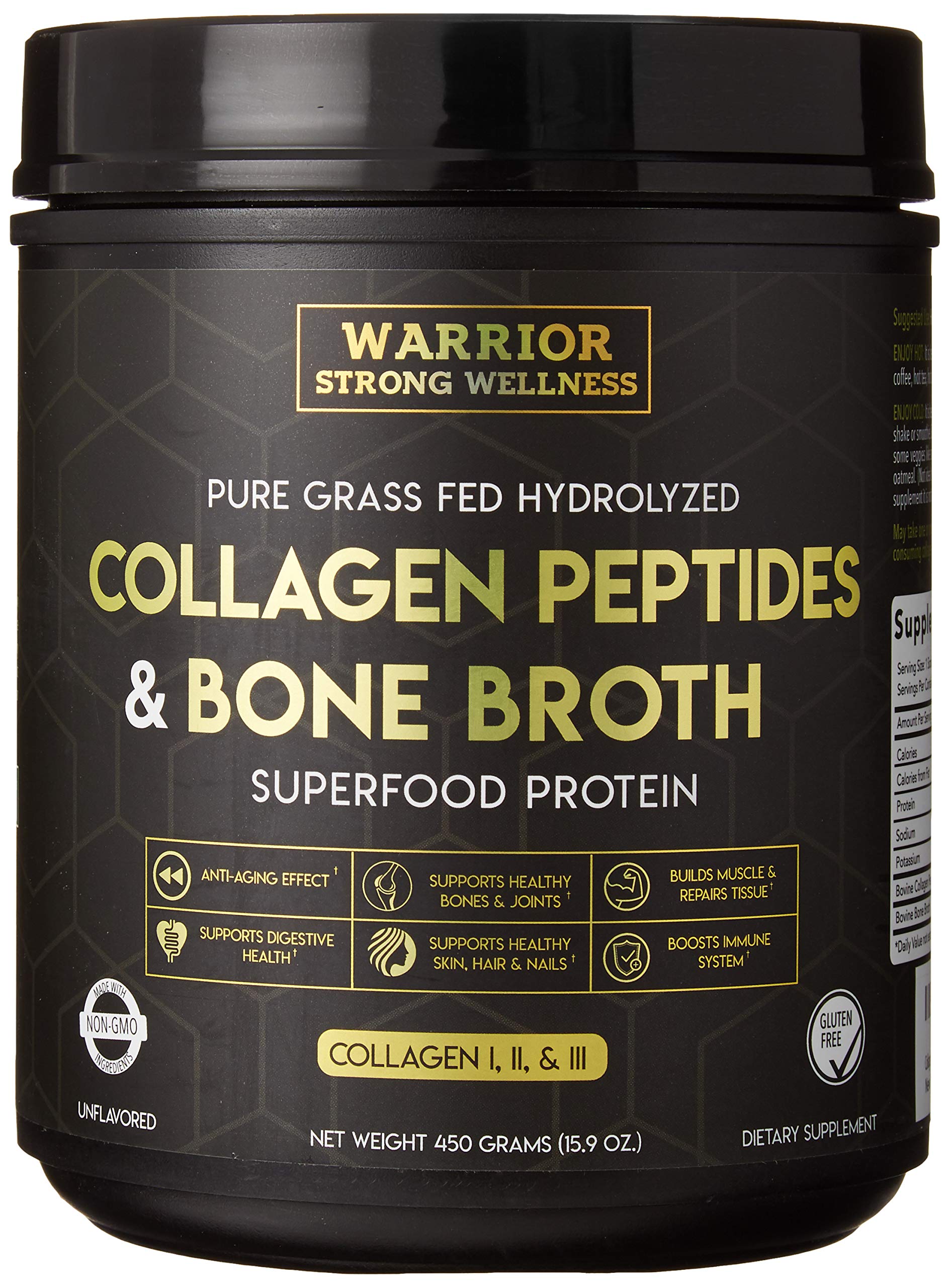 Warrior Strong Wellness Premium Collagen Peptides Bone Broth Powder, 15.9 oz