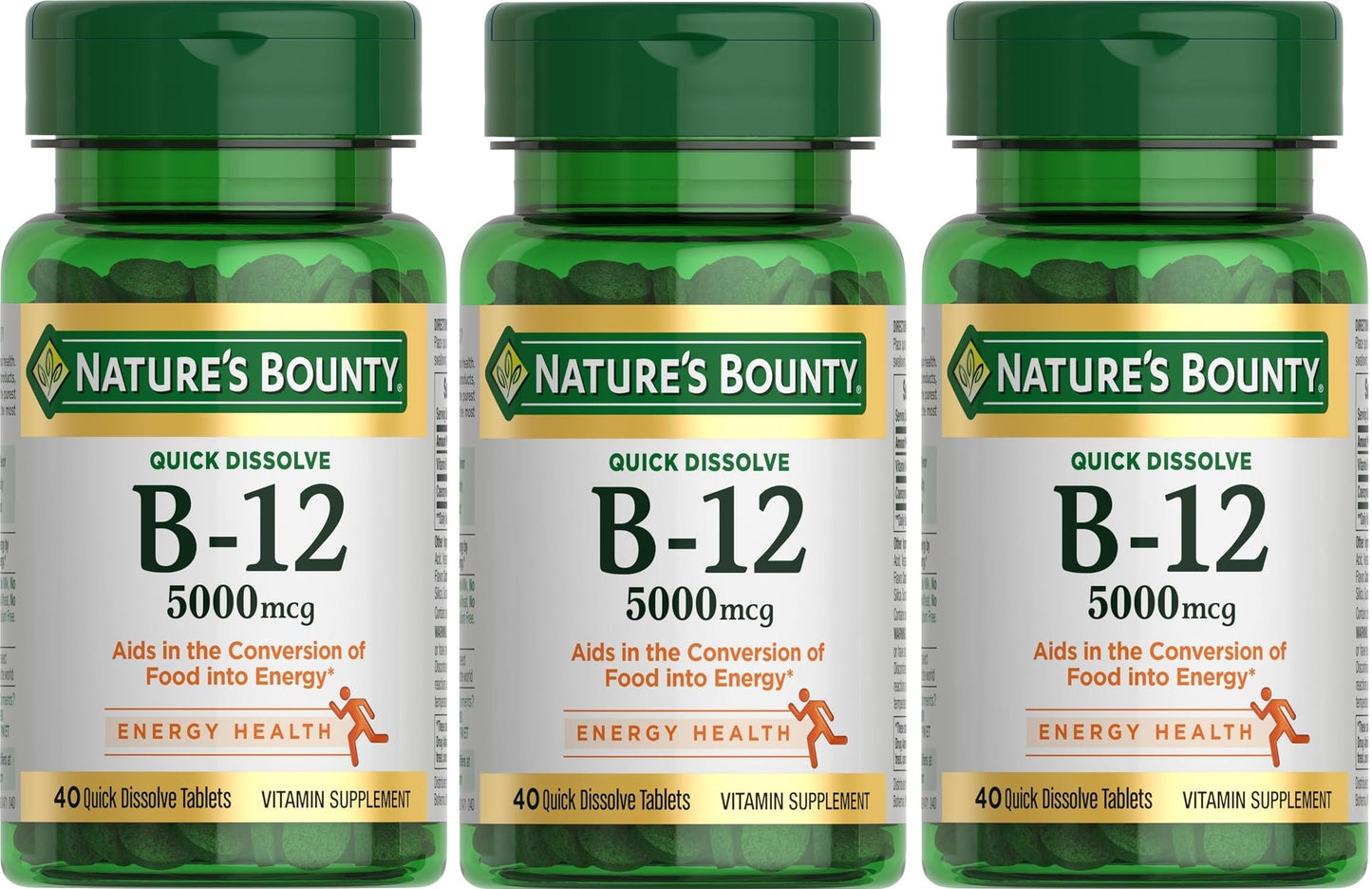 Nature's Bounty Vitamin B-12 5000 mcg Tablets, 120 Count
