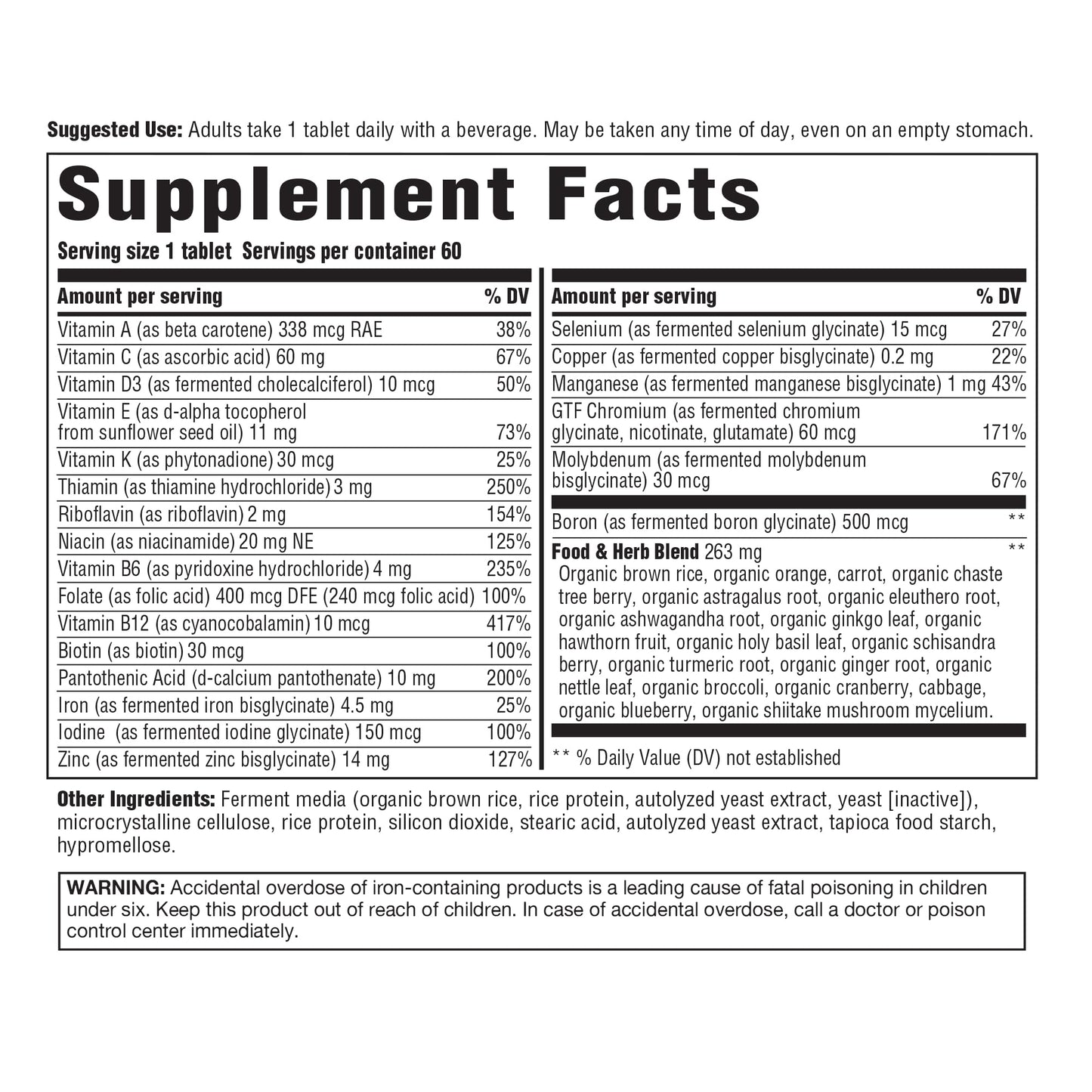 Innate Response Formulas Womens Multivitamin Over 40 One Daily, 60 Tablets
