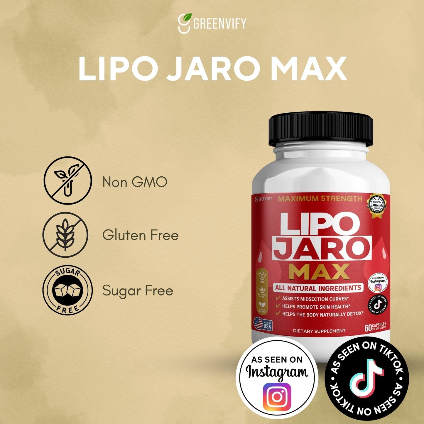 GREENVIFY Lipo Jaro Max Dietary Supplement Capsule, 60 Capsules