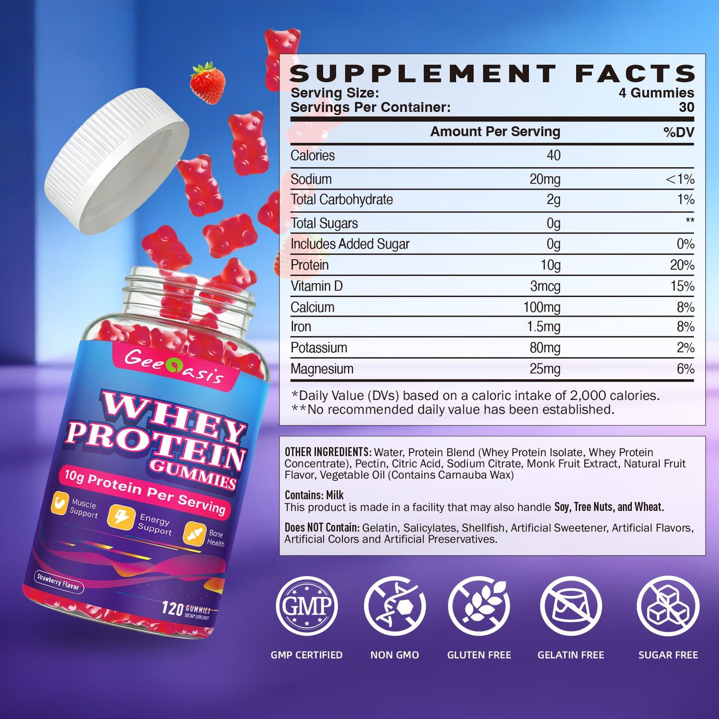 Geeoasis Whey Protein Gummies 120 Ct