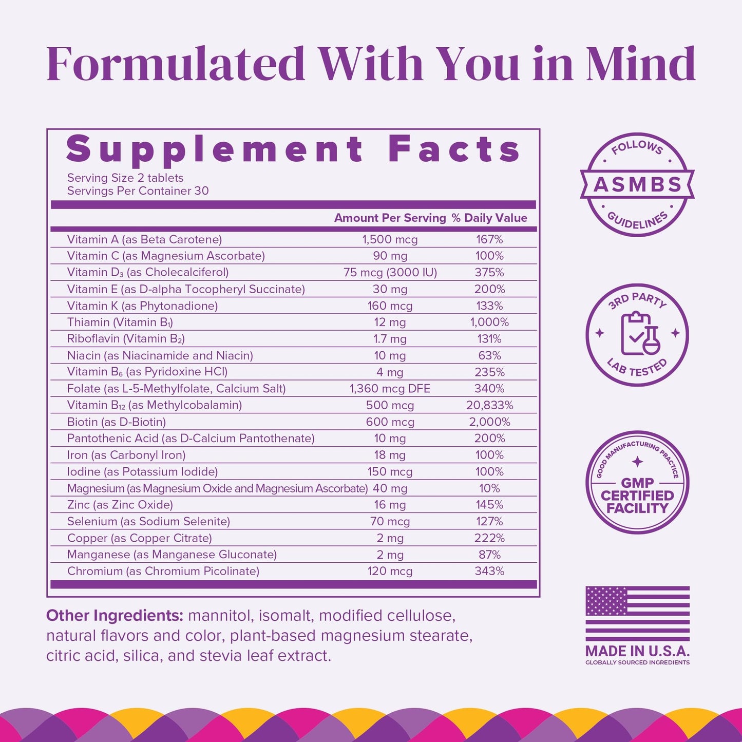 BariMelts Bariatric Multivitamin with Iron Tablet, 60 Tablets