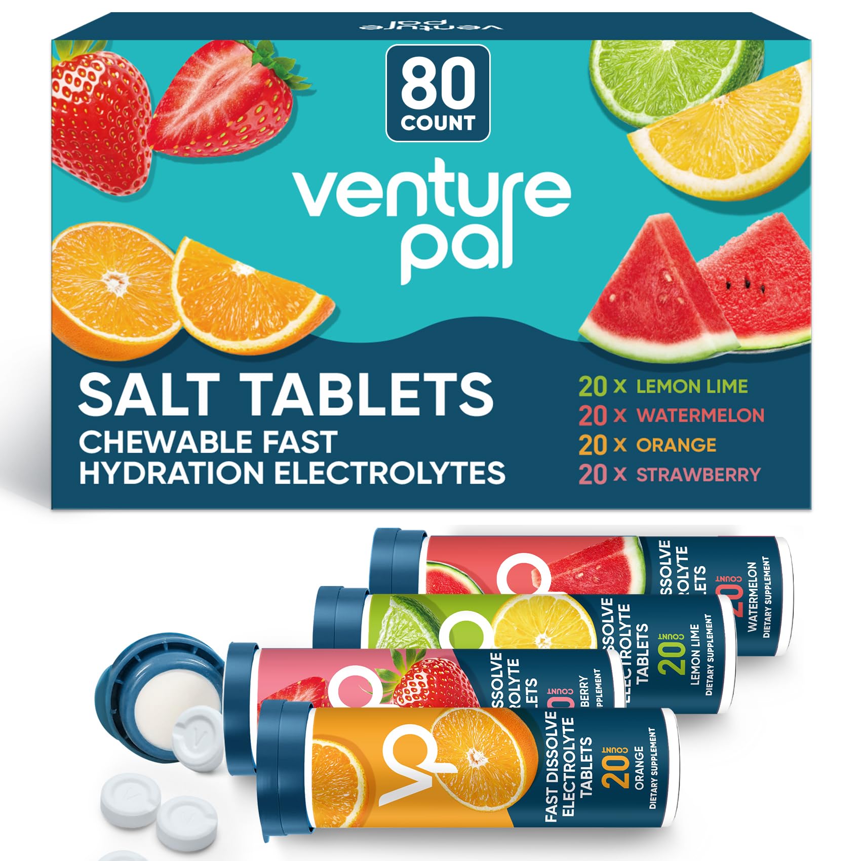 Venture Pal Chewable Electrolyte Tablets, 80 Count