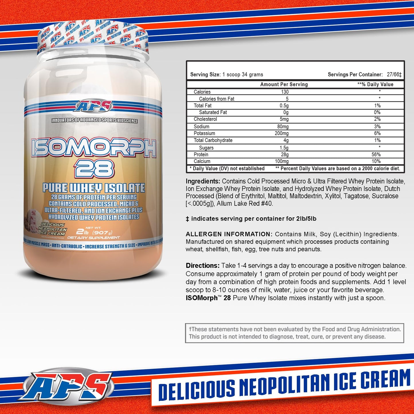 APS Nutrition Isomorph 28 Whey Powder, 2 Pound