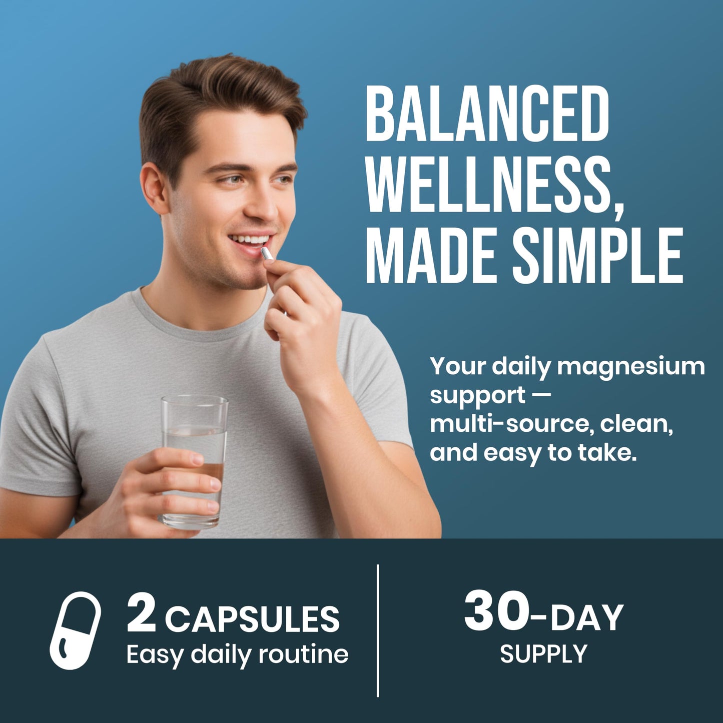 CHARMSVEDA 5-in-1 Magnesium Complex Capsules 500mg – Magnesium Glycinate, Citrate, Malate, Oxide & Hydroxide – Vegan Supplement – 60 Capsules