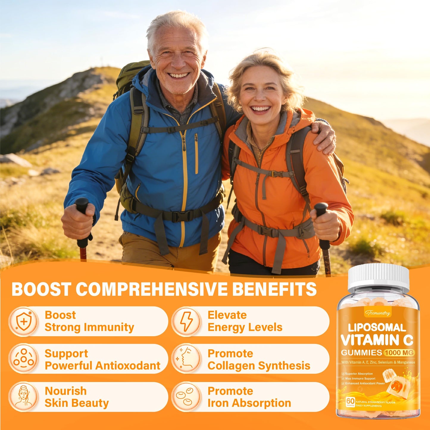 Tcemundry Liposomal Vitamin C Gummies 1000mg, 60 Count