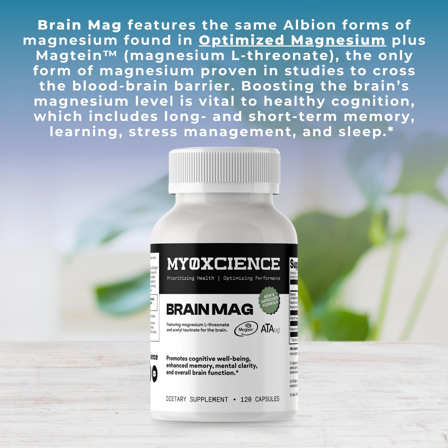 MYOXCIENCE Magnesium L-Threonate + Mag Acetyl-Taurate (ATA Mag) + Mag Glycinate Capsules, 120