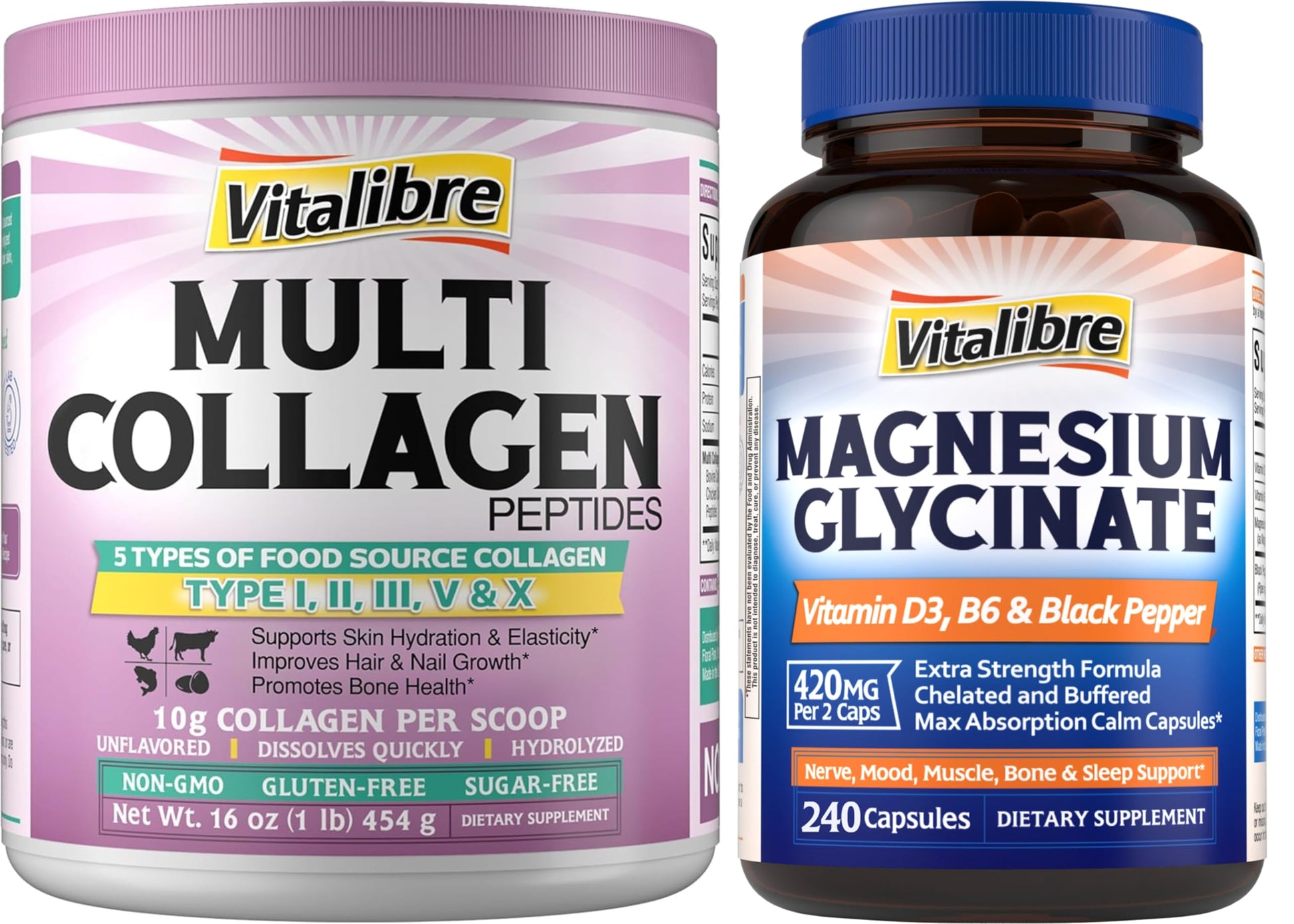 Vitalibre Multi Collagen Peptides Powder 16oz