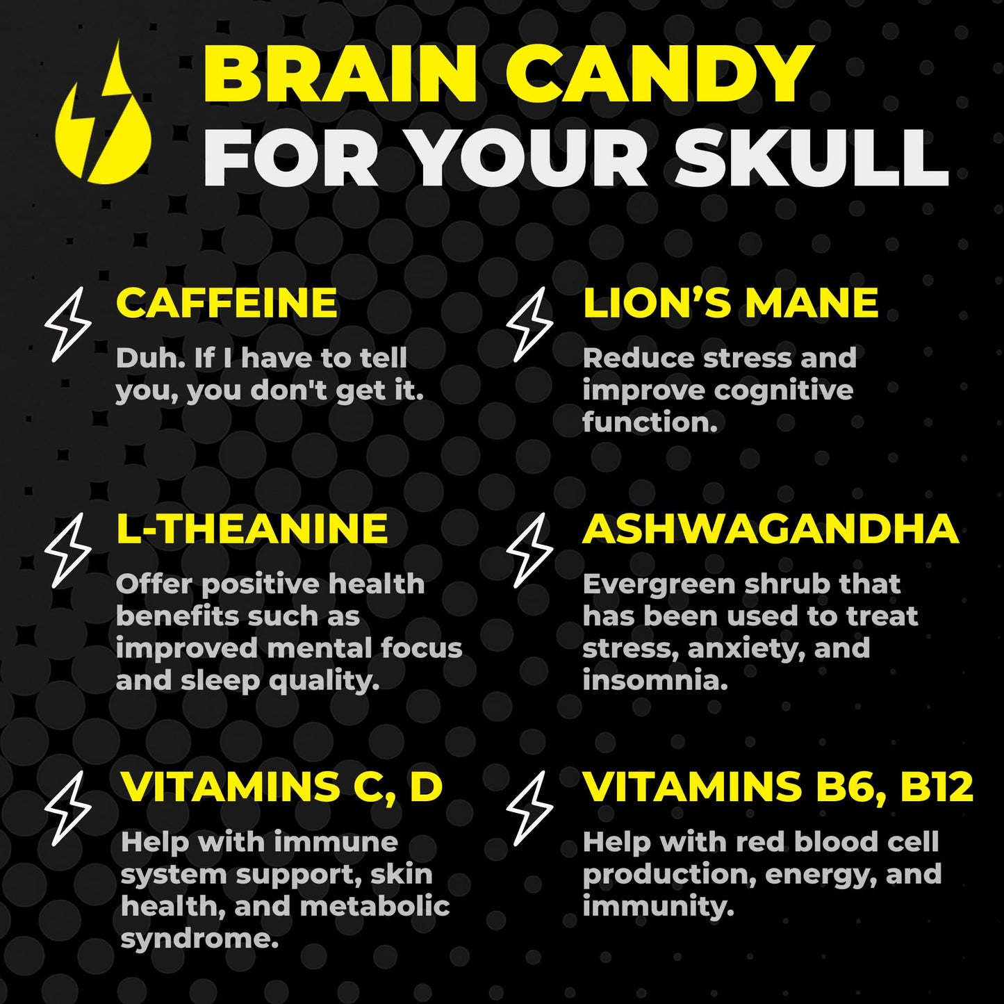 Dripz Energy Nootropic Brain Candy Caffeine Tablets, 25 Count