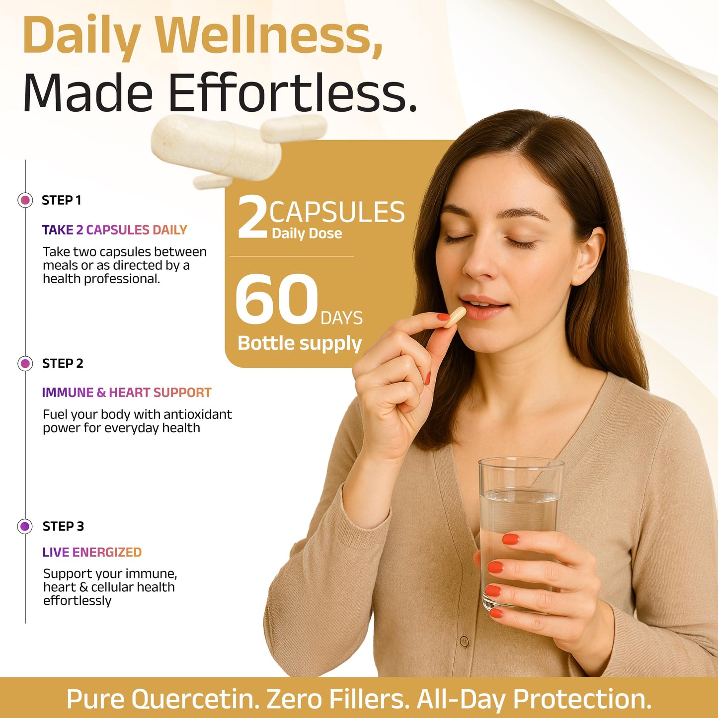 Biosyntra Pure Quercetin 500mg Capsules, 120 Count