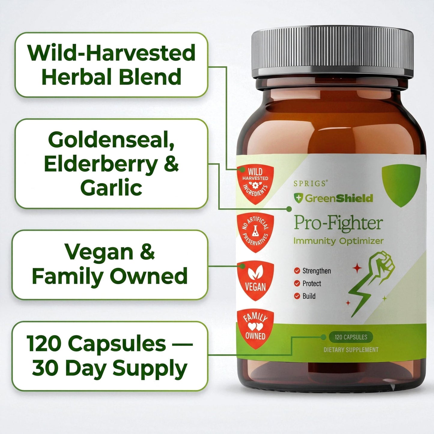 SPRIGS Pro-Fighter Immune Support Supplement 120 Capsules