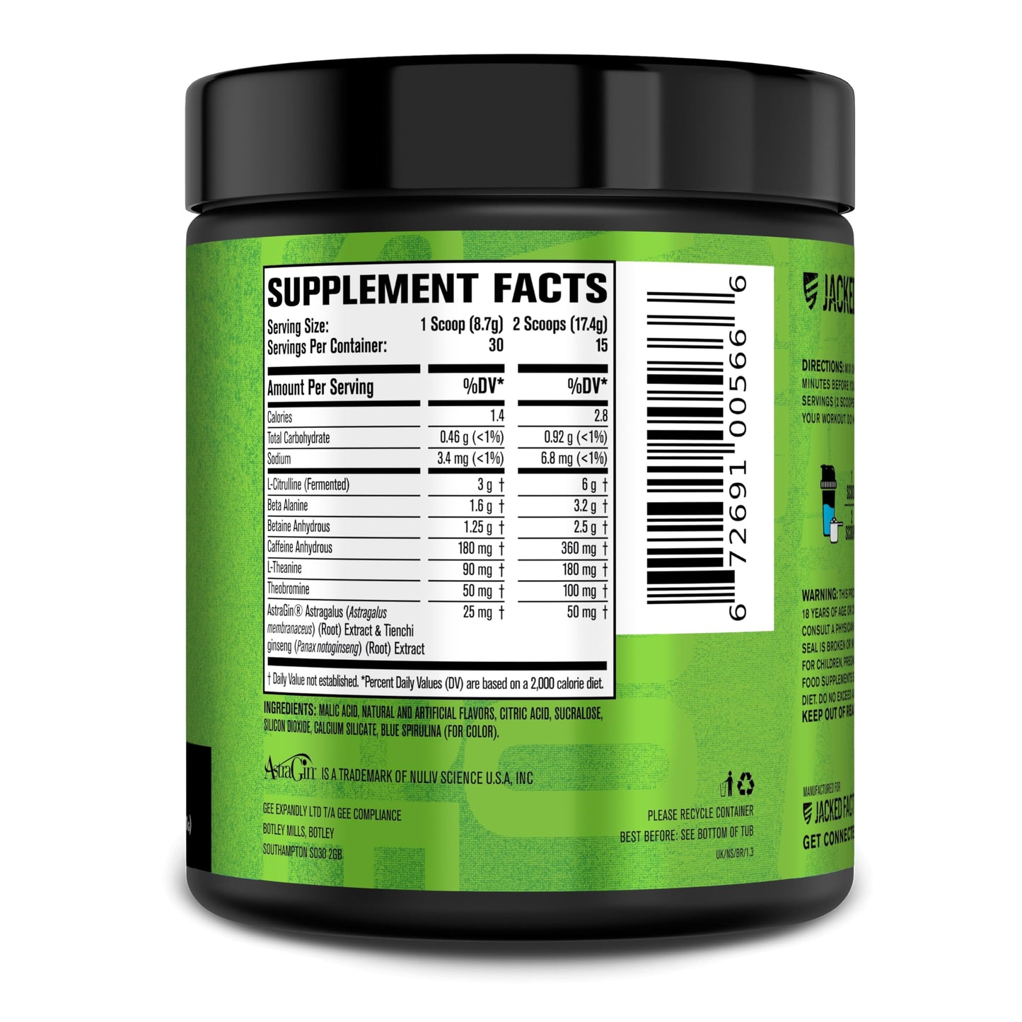 Jacked Factory Nitrosurge Pre Workout Supplement Powder, 30 Servings