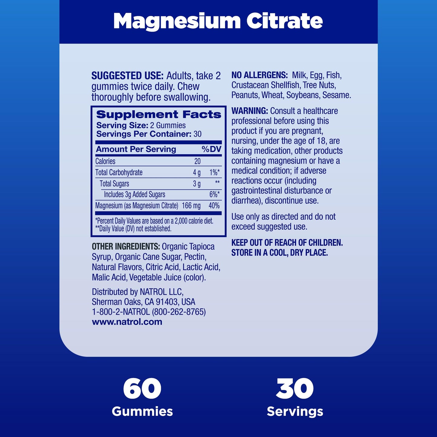 Natrol Magnesium Citrate Gummies 60 Count