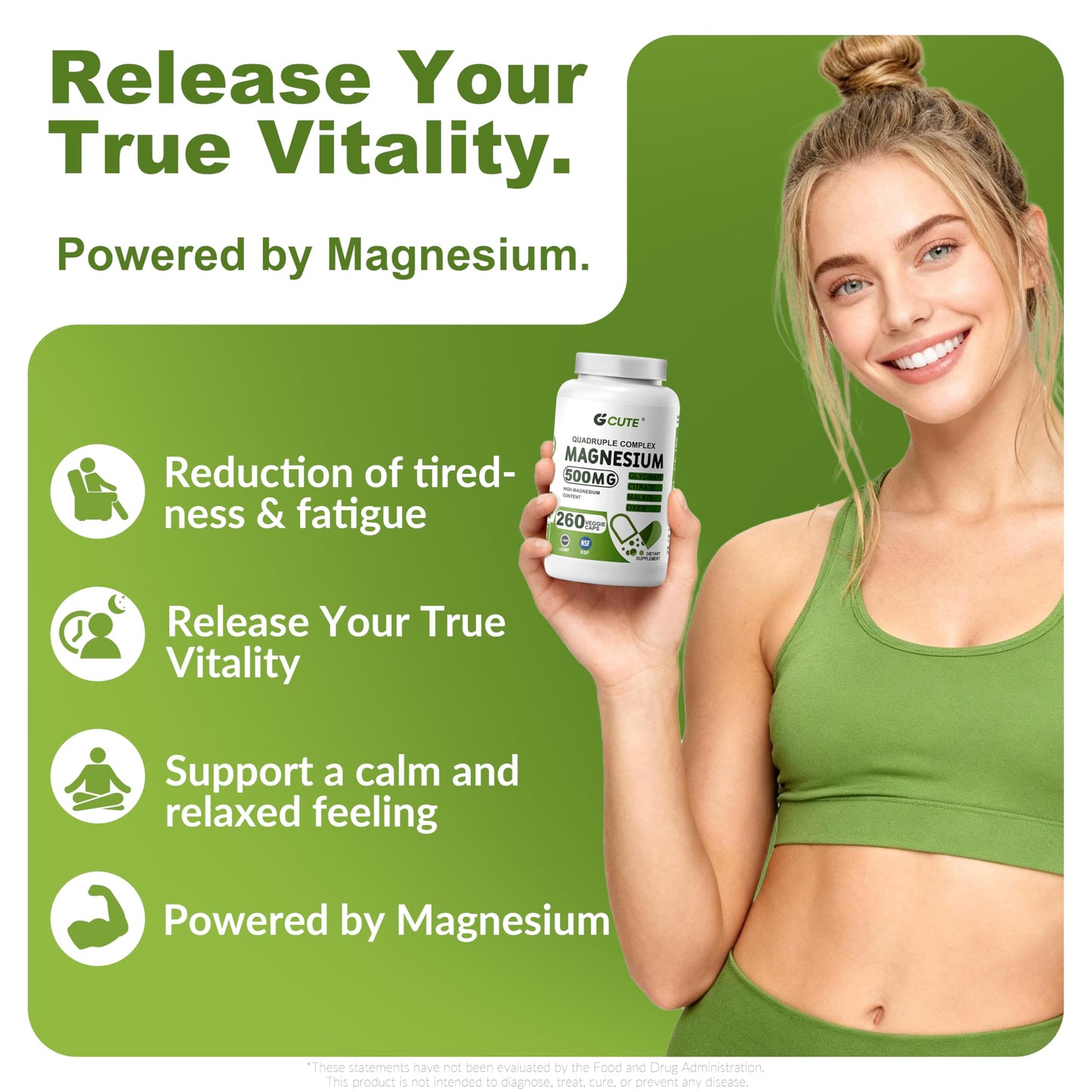 GCUTE Magnesium Glycinate Complex Capsules 130 Servings