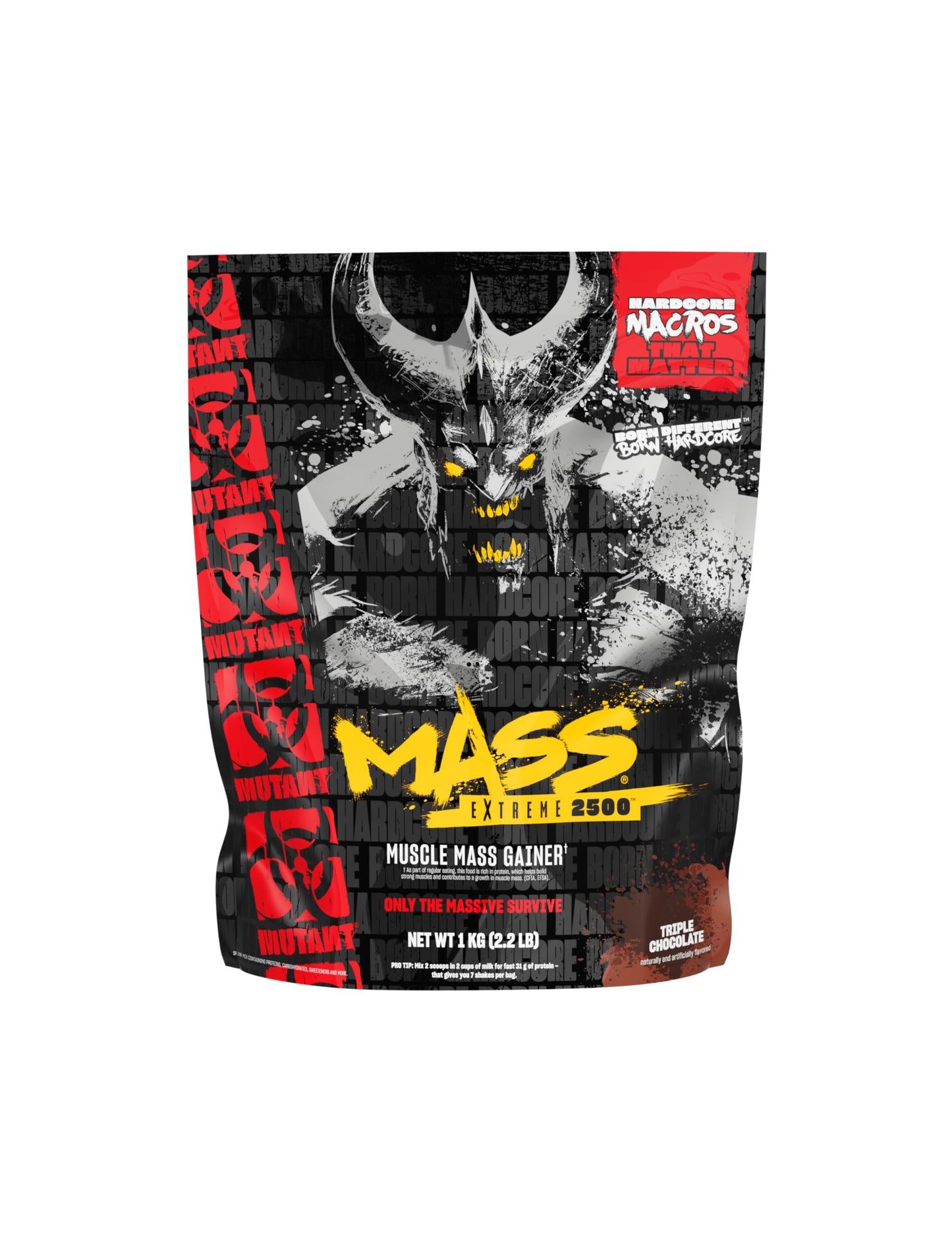 Mutant Mass Extreme 2500 High Calorie Mass Gainer Triple Chocolate Whey Protein Powder, 35 Servings