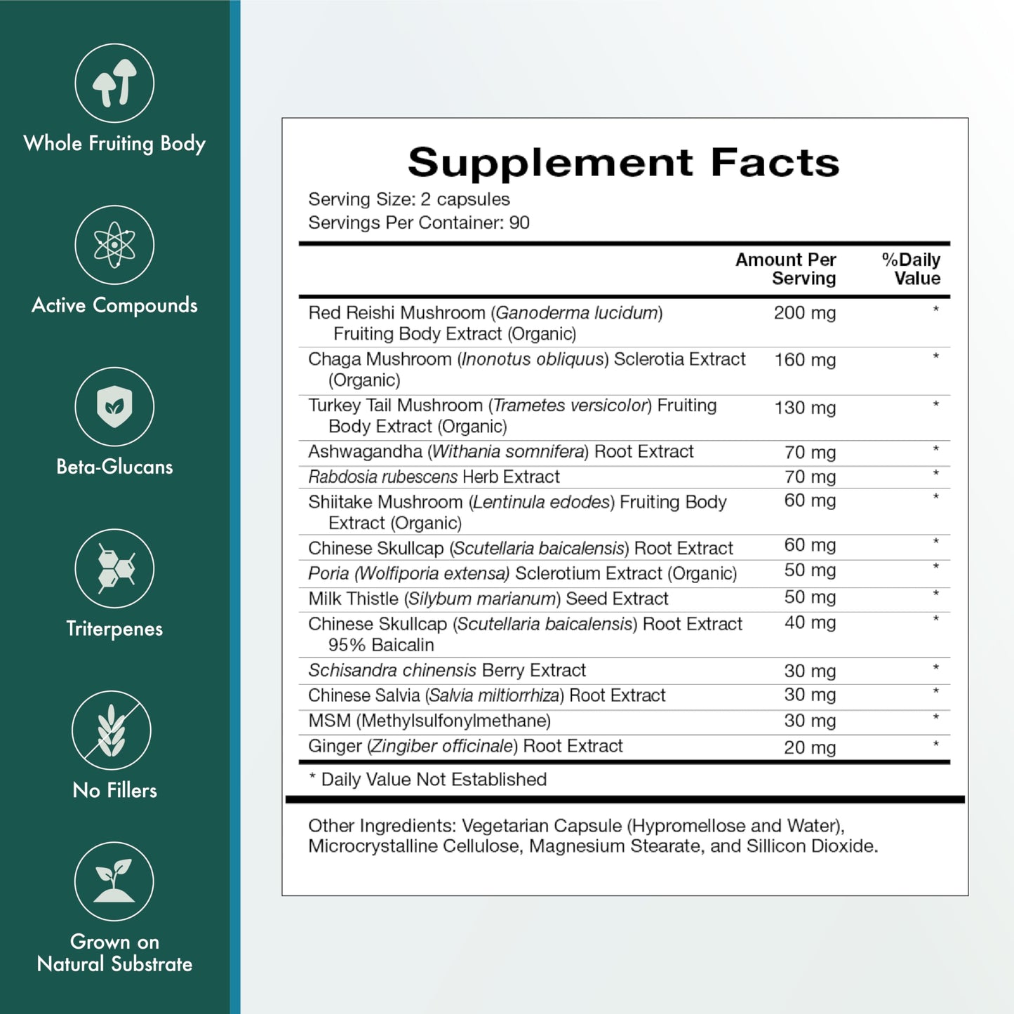 Natura Health Products Mushroom Synergy Turkey Tail Reishi & Chaga Capsule 180 Count