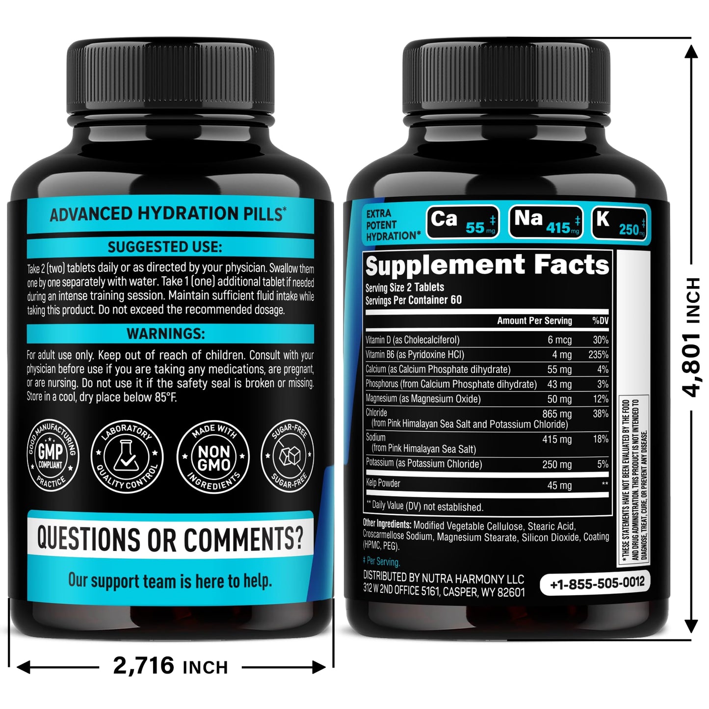 NUTRAHARMONY Cortisol Support Capsules & Electrolyte Tablets with Magnesium, 180 Count