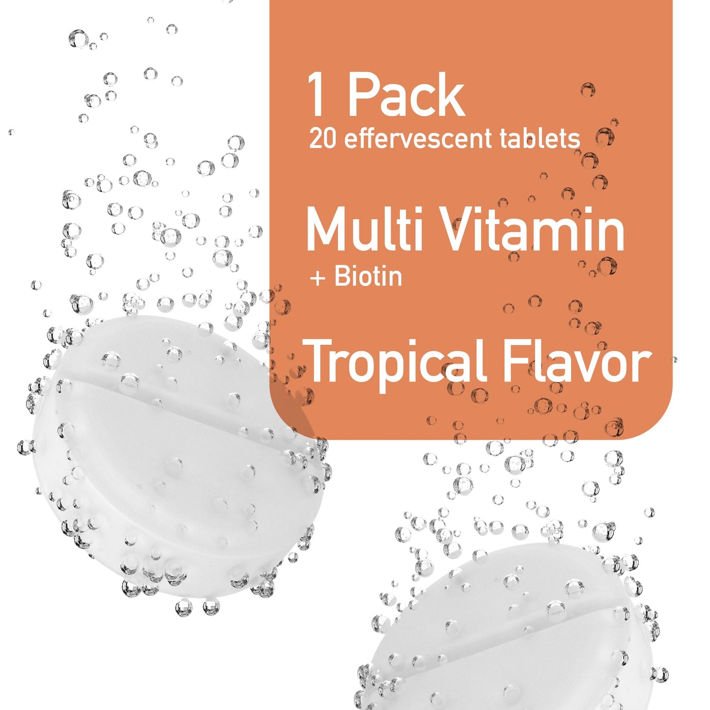 Swiss Imports Effervescent Multivitamins + Biotin for Wellness and Vitality Dietary Supplement with Vitamins C, E, B1, B2, B6, B12, A, and D3 Tablet 20 Count