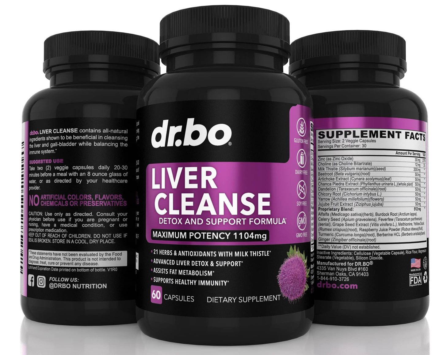 DR. BO Liver Cleanse & Activated Charcoal Capsules, 1 Capsule