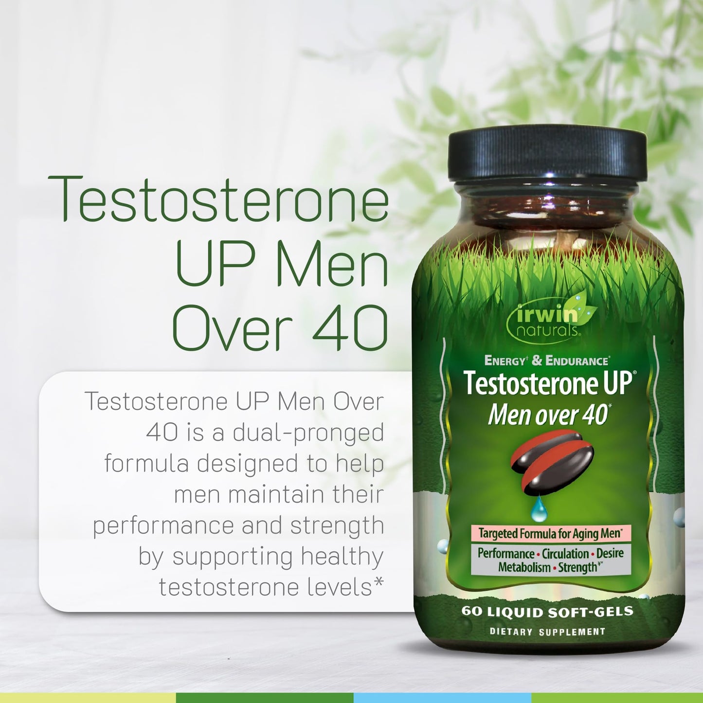 Irwin Naturals Energy & Endurance Testosterone Up for Men Over 40 Softgels 60 Count