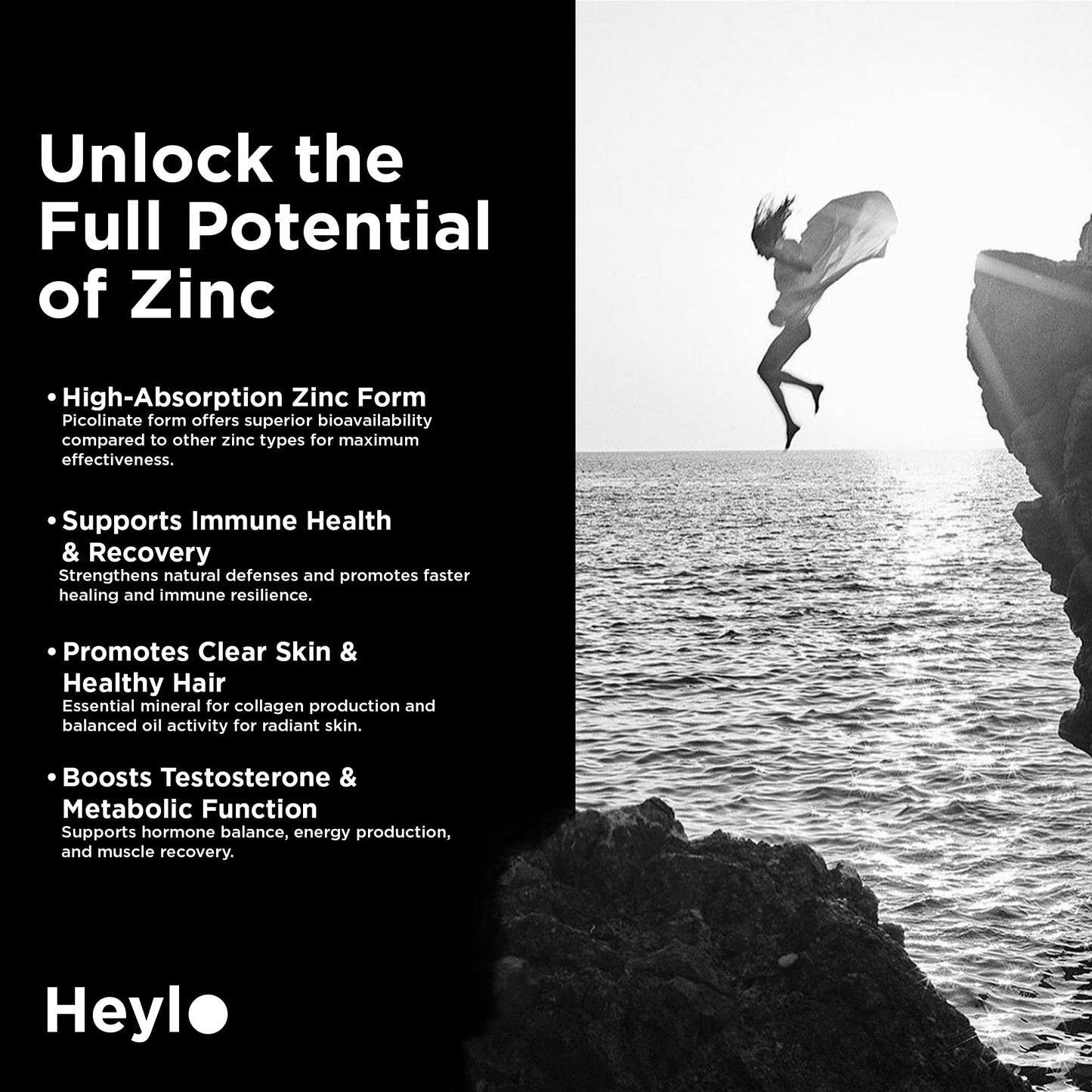 Heylo Health Zinc Picolinate 30 mg, 60 Capsules