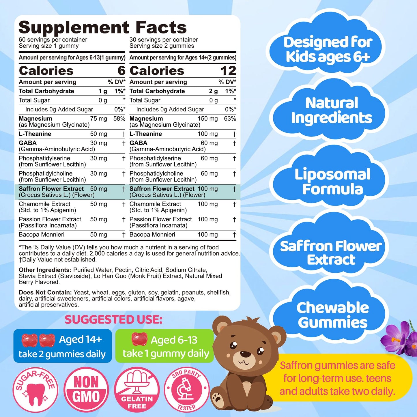 LILICARE Sugar Free Saffron Gummies 60 Count