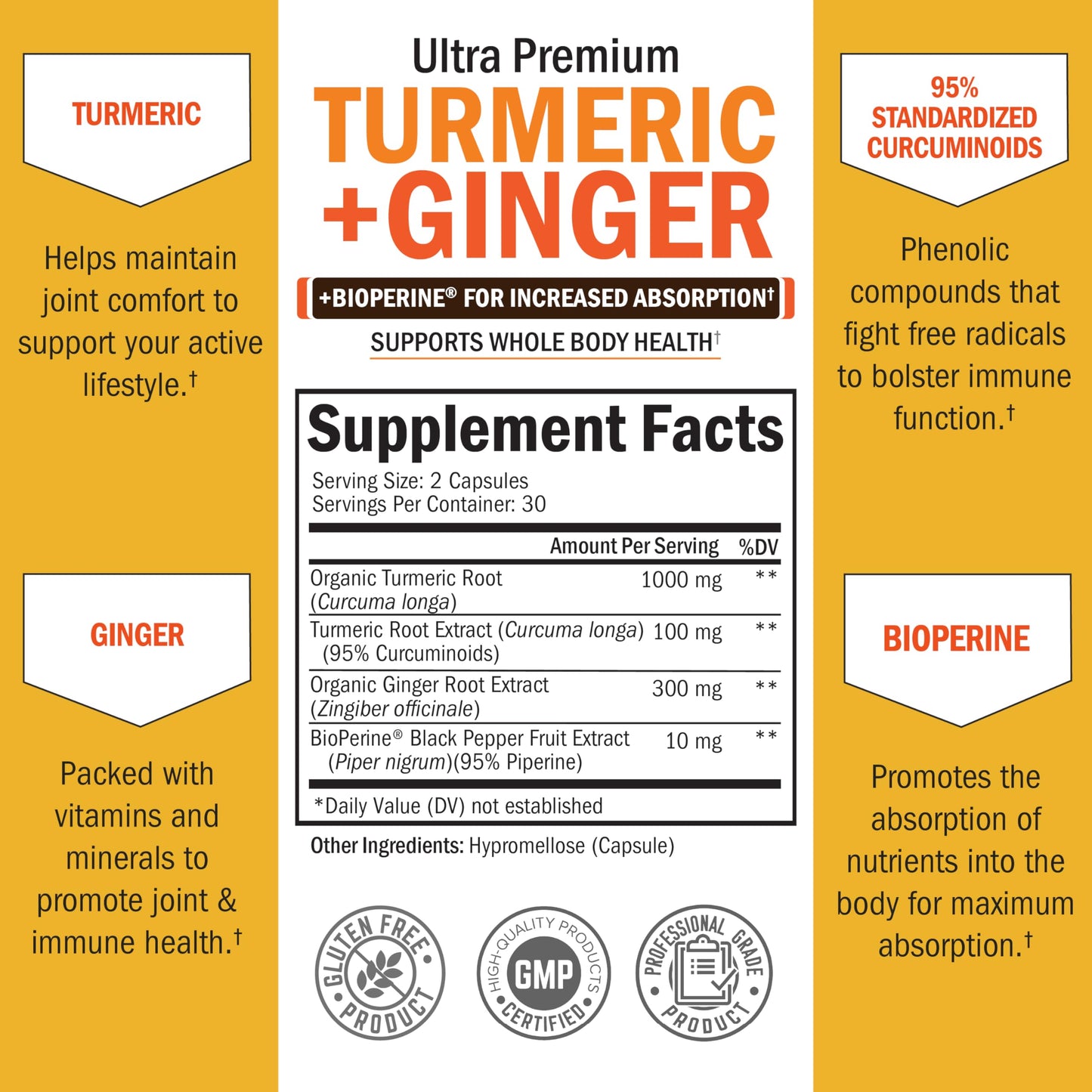 BioSchwartz Turmeric Curcumin and Ginger Supplement 60 Capsules